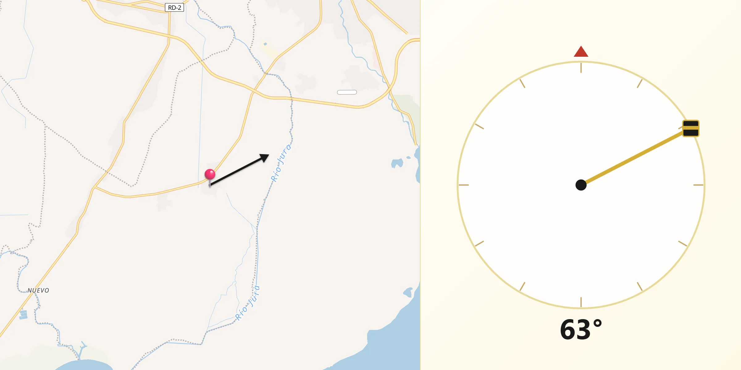 Dirección de la Qibla desde Pueblo Viejo