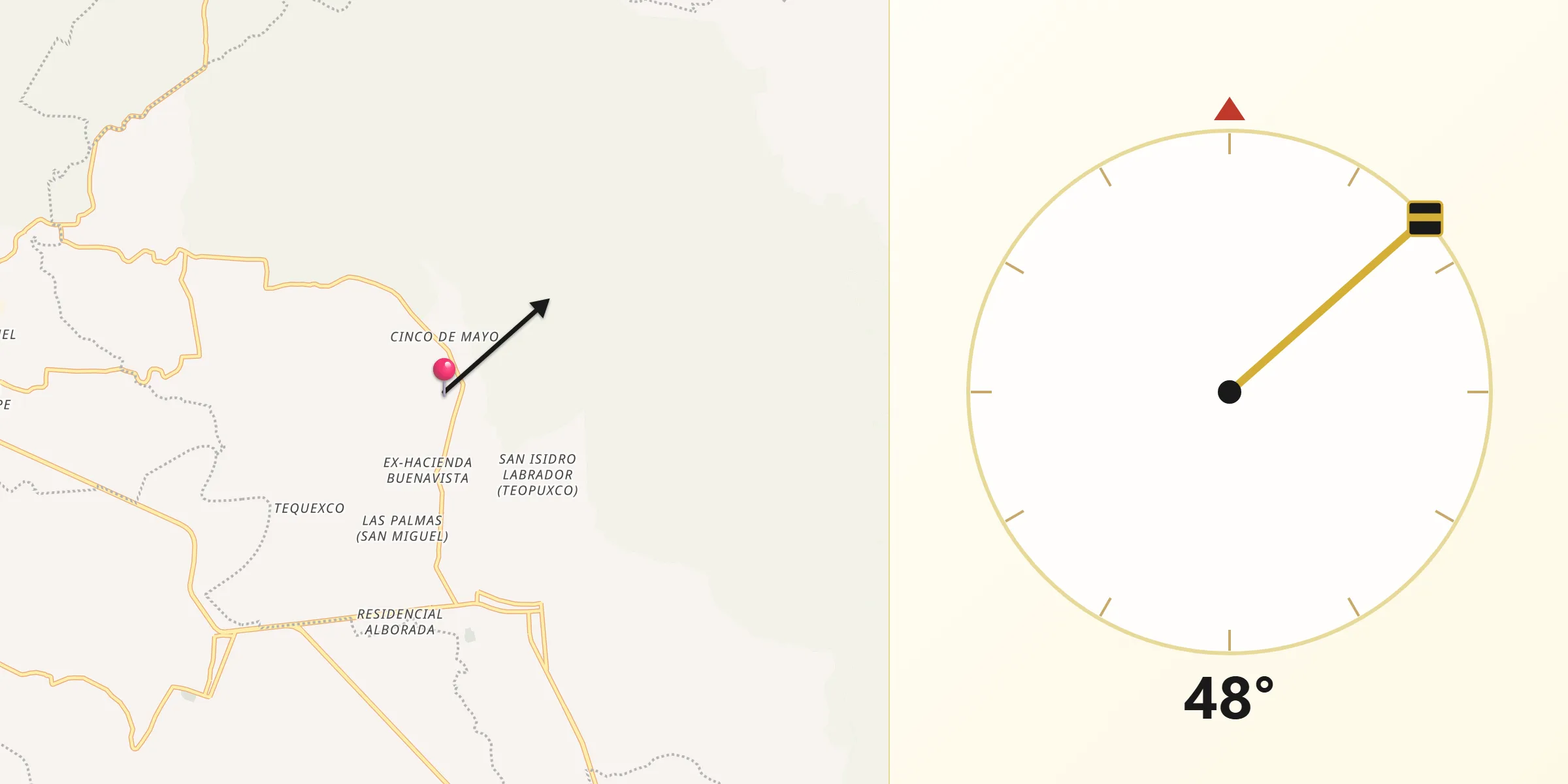Dirección de la Qibla desde San José Buena Vista