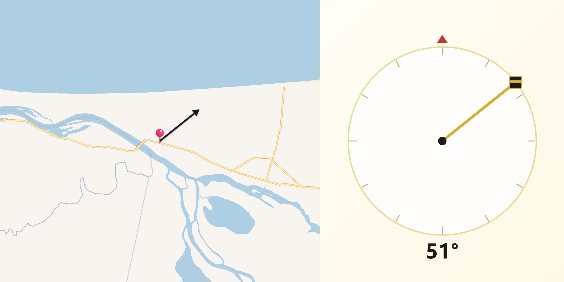 Dirección de la Qibla desde Jalapita