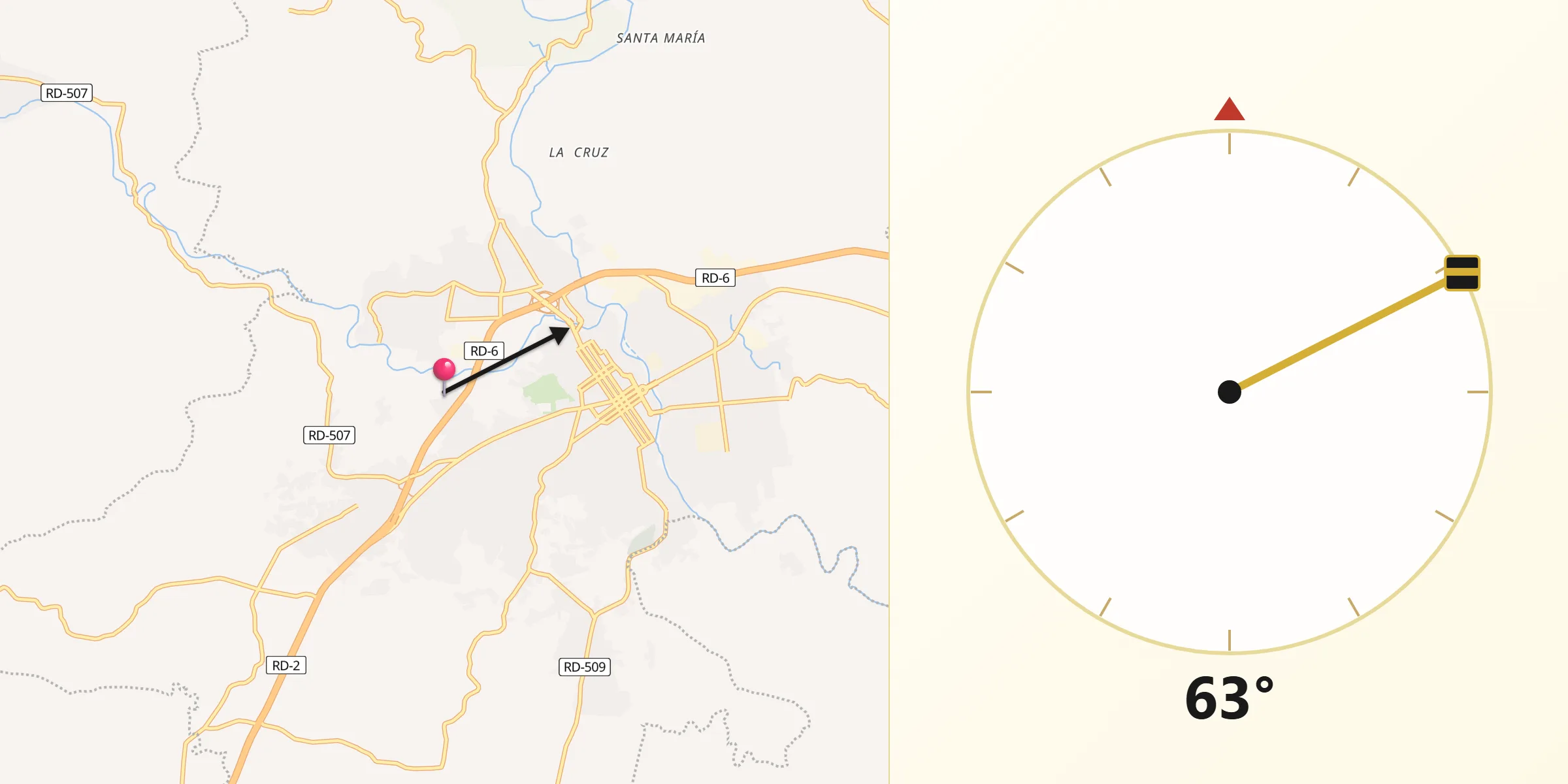 Dirección de la Qibla desde San Cristóbal