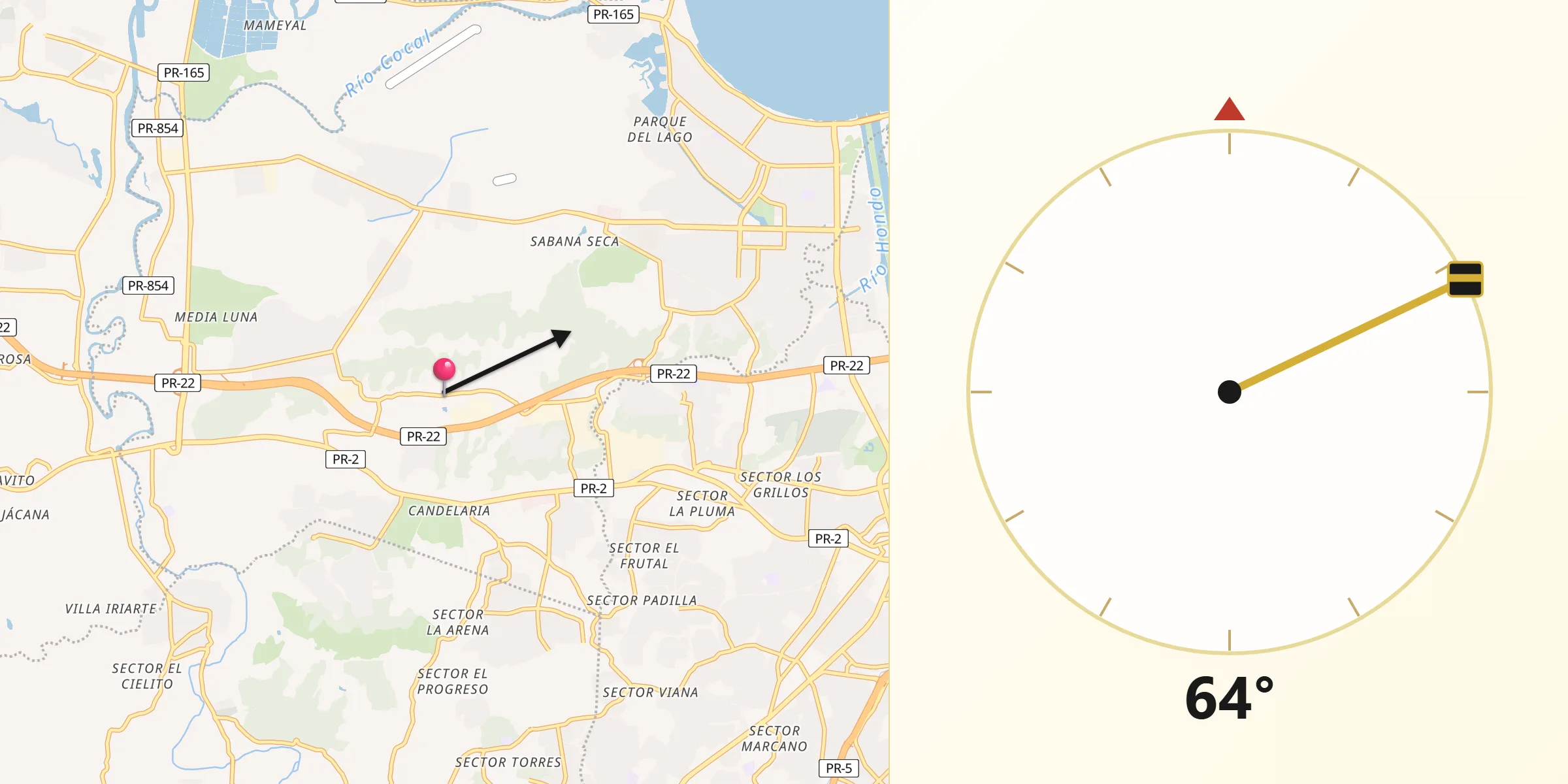 Qibla Direction from Candelaria Arenas