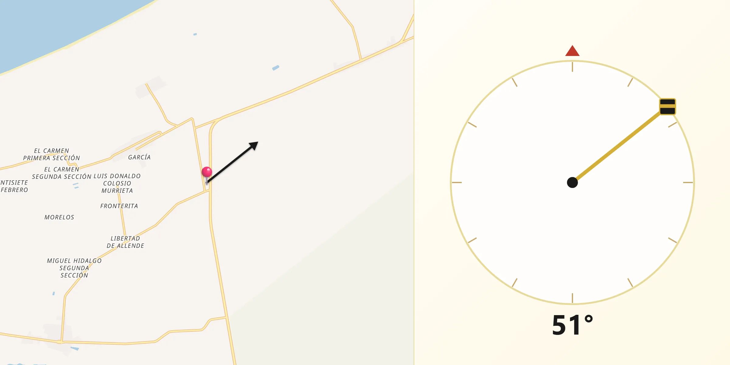Dirección de la Qibla desde Benito Juárez