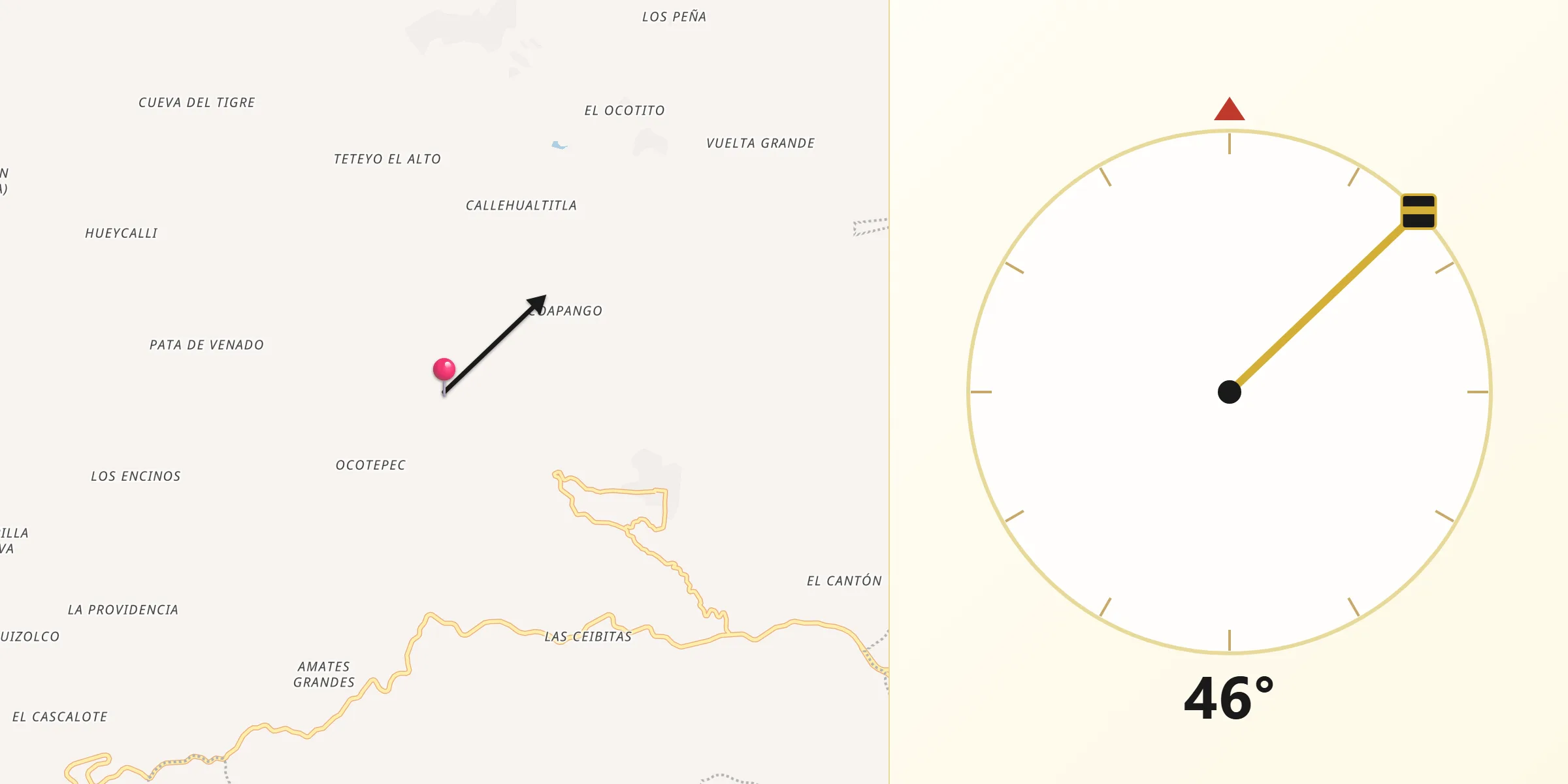 Dirección de la Qibla desde General Canuto A. Neri