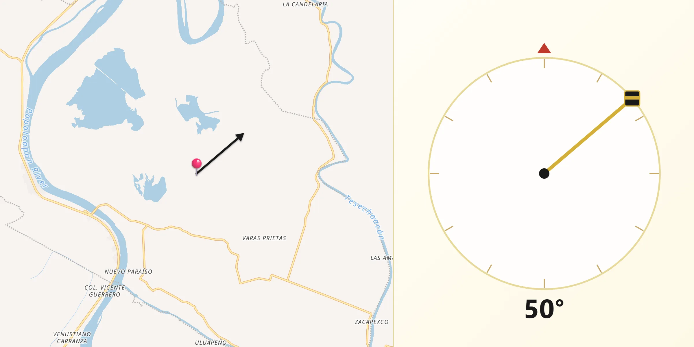 Dirección de la Qibla desde Amatitlán
