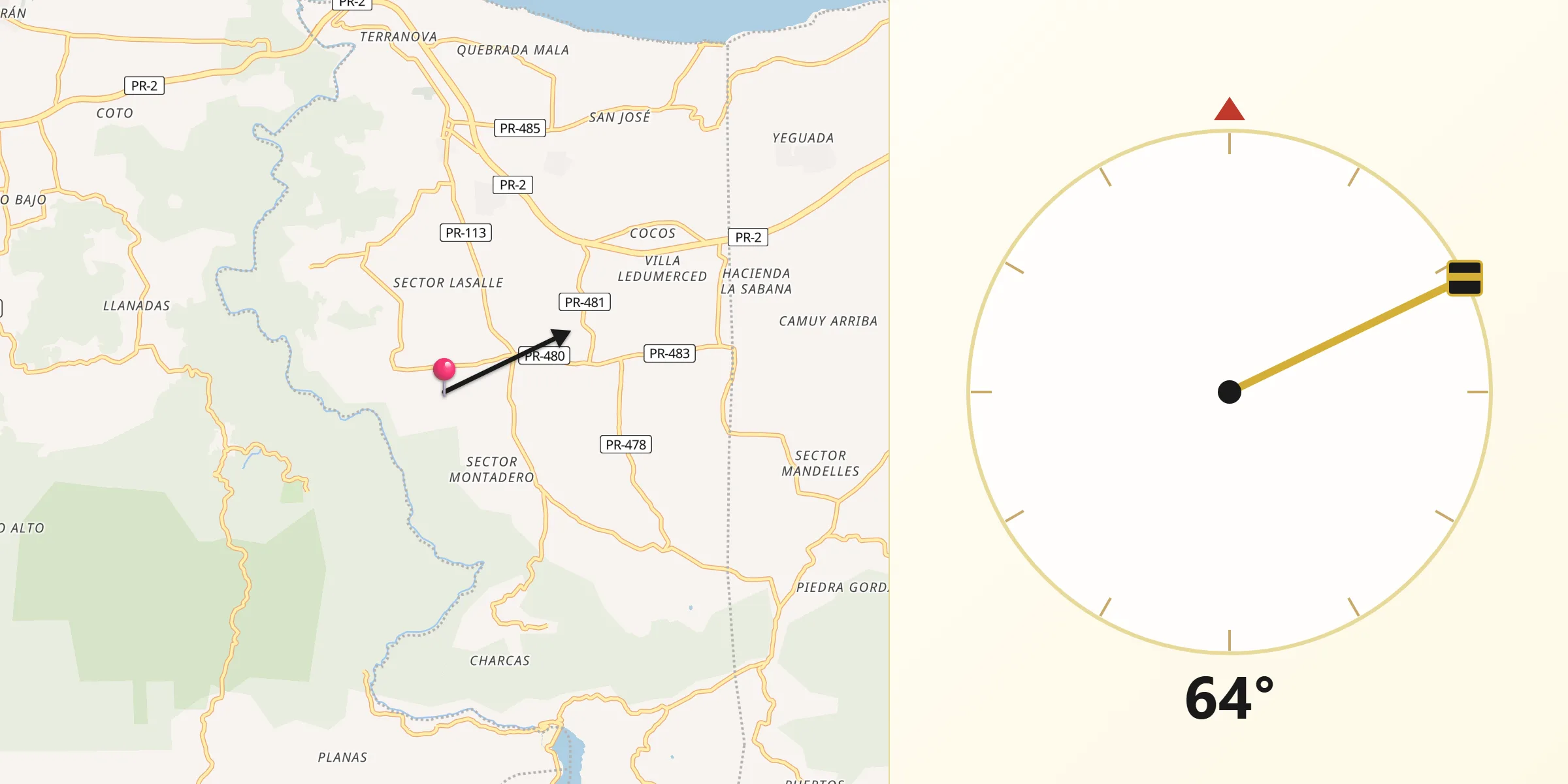 Qibla Direction from Cacao