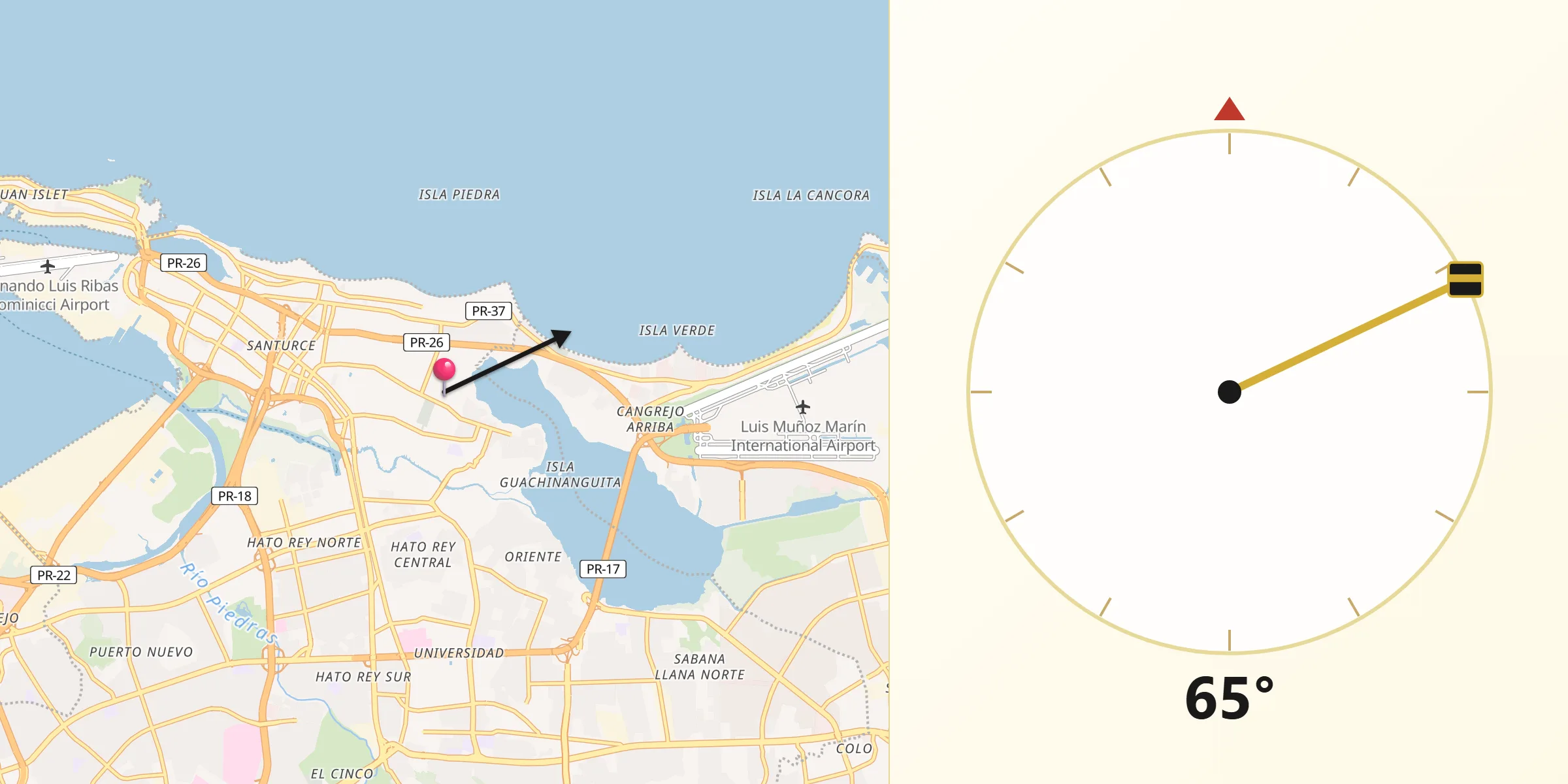Qibla Direction from Santurce