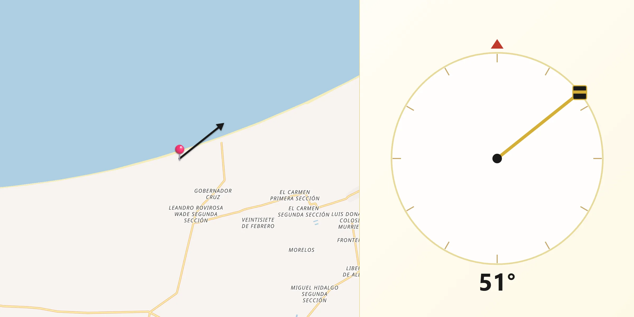 Dirección de la Qibla desde La Sábana