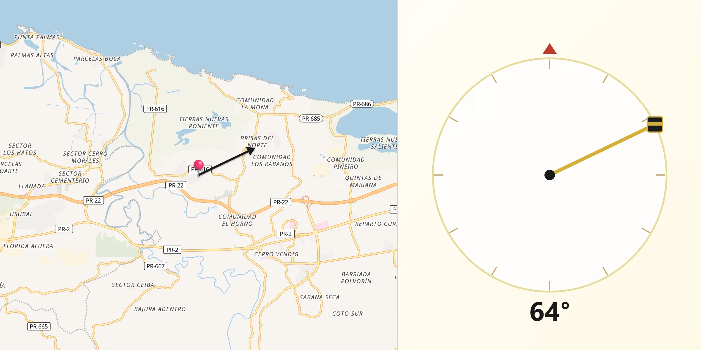 Qibla Direction from La Luisa