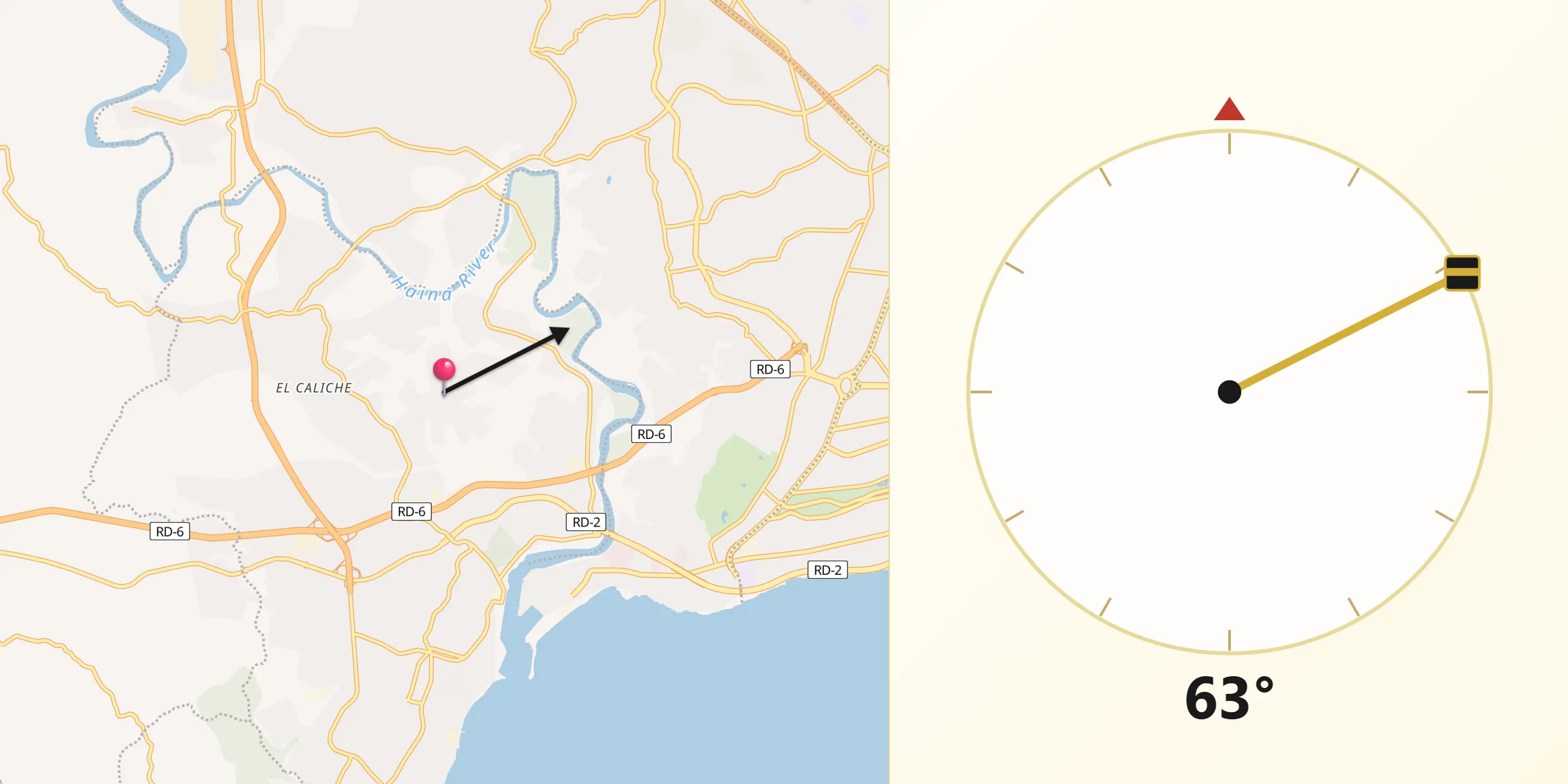 Dirección de la Qibla desde El Carril