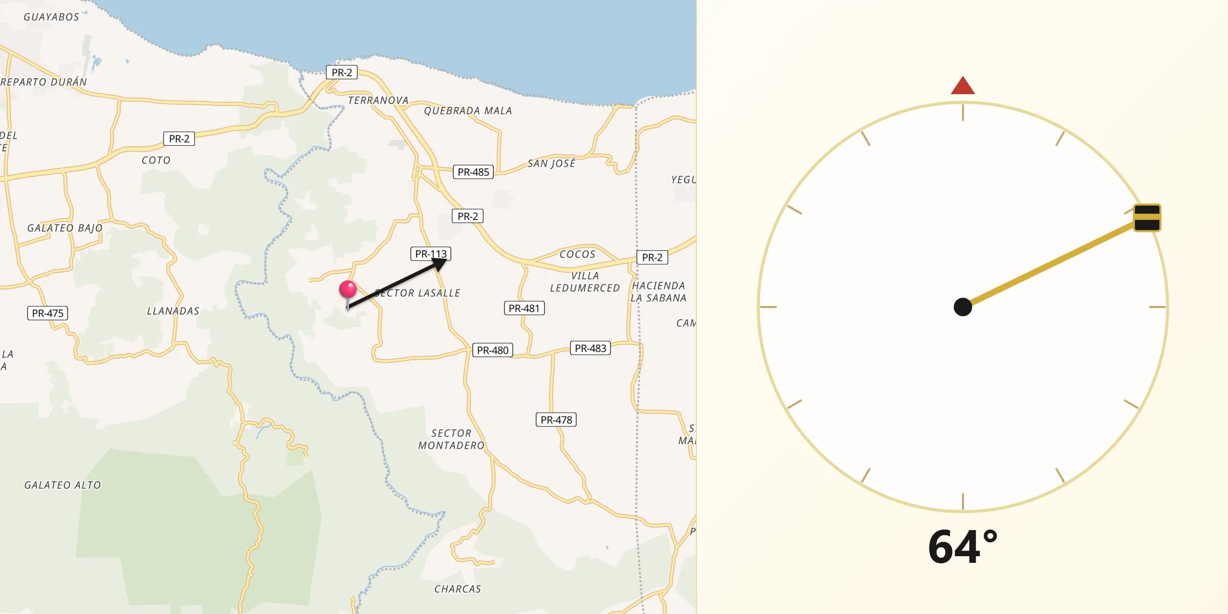 Direction vers la Qibla depuis San Antonio