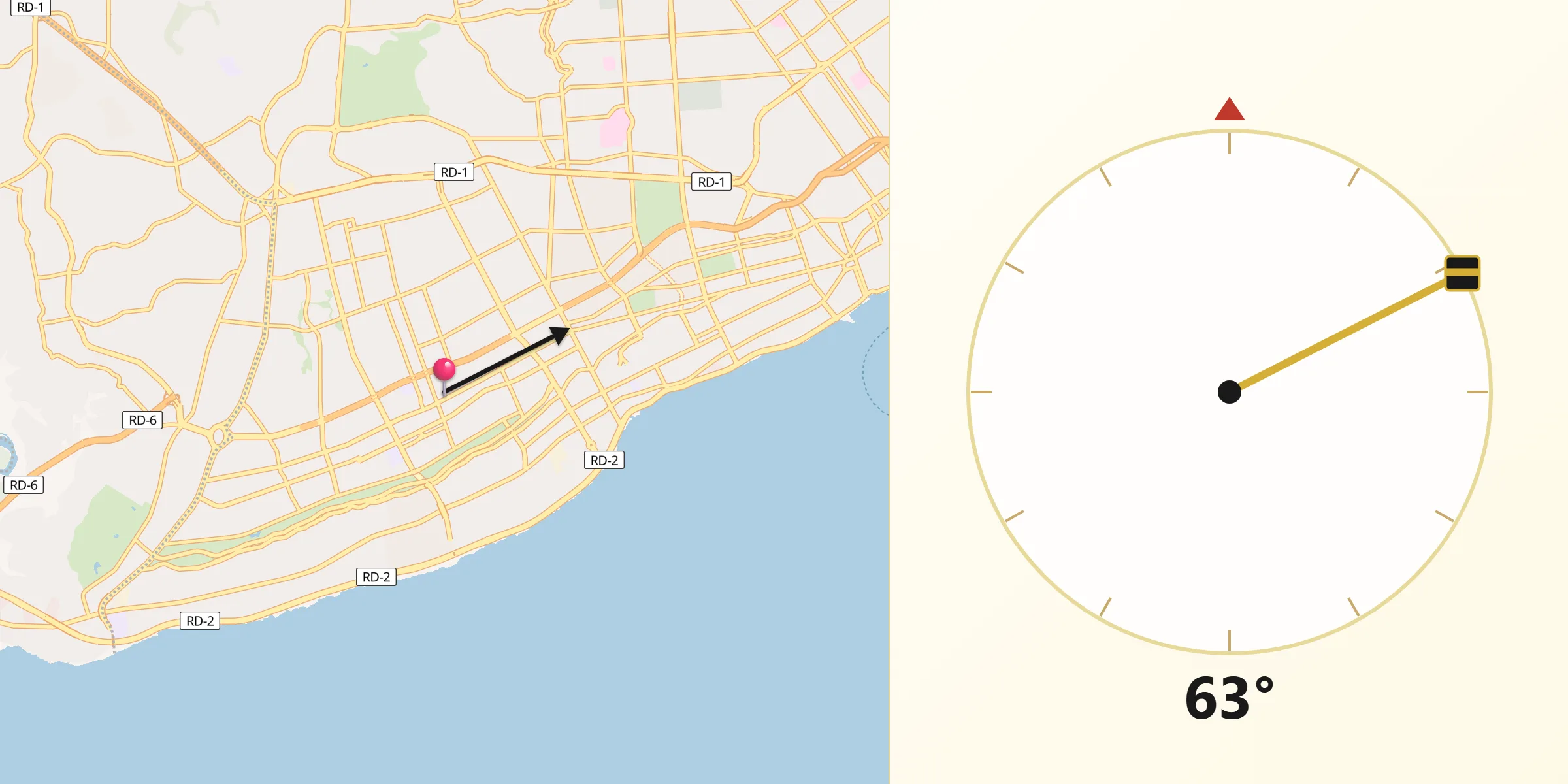 Dirección de la Qibla desde Bella Vista