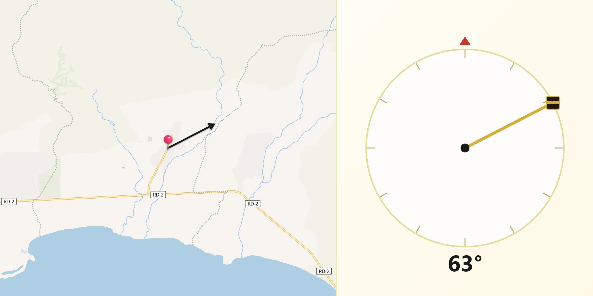 Dirección de la Qibla desde Estebanía