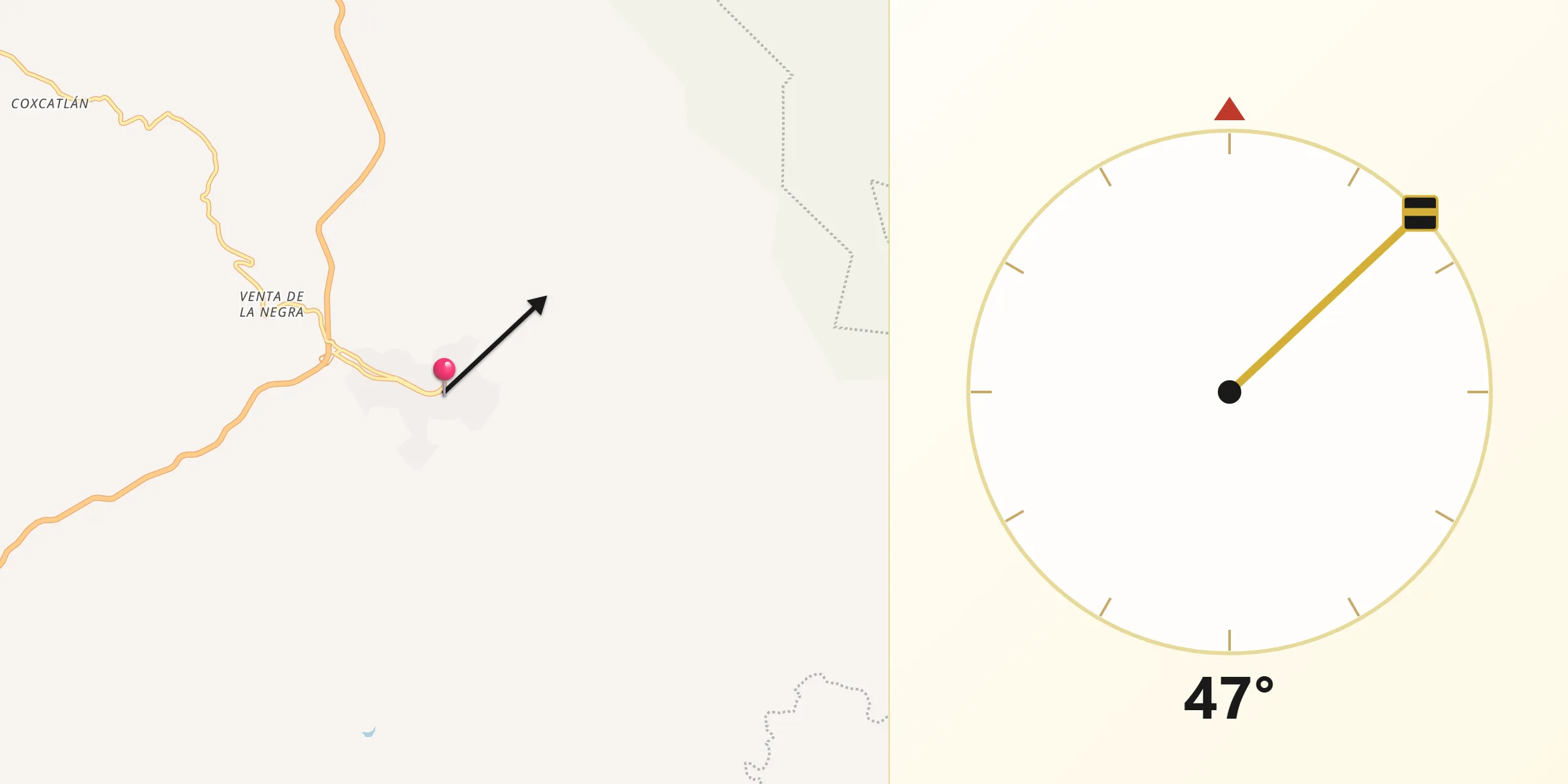 Dirección de la Qibla desde Buenavista de Cuéllar