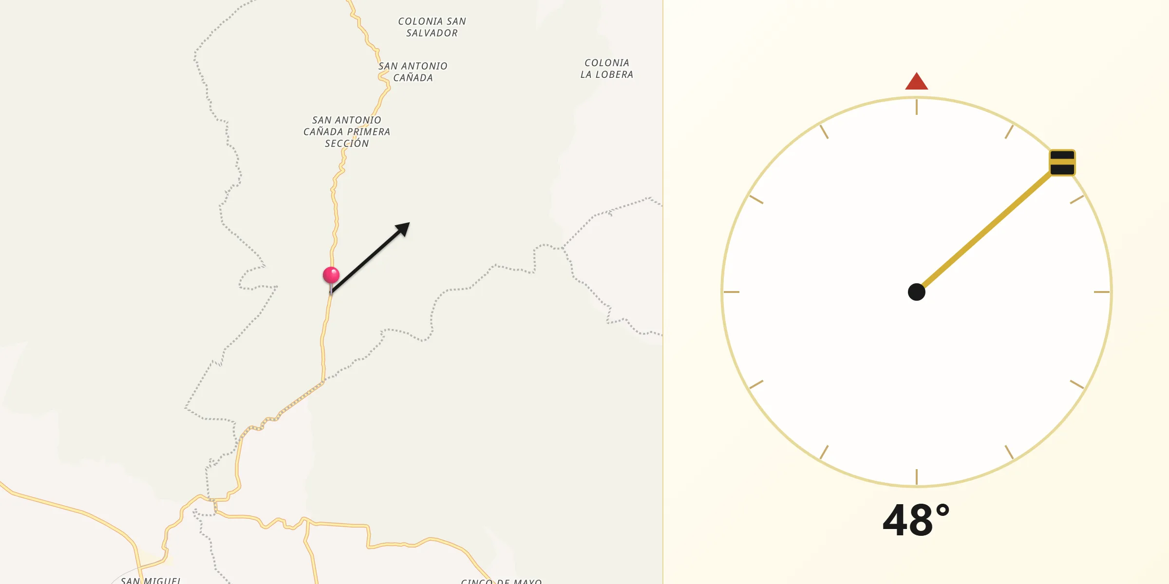 Dirección de la Qibla desde Necoxcalco