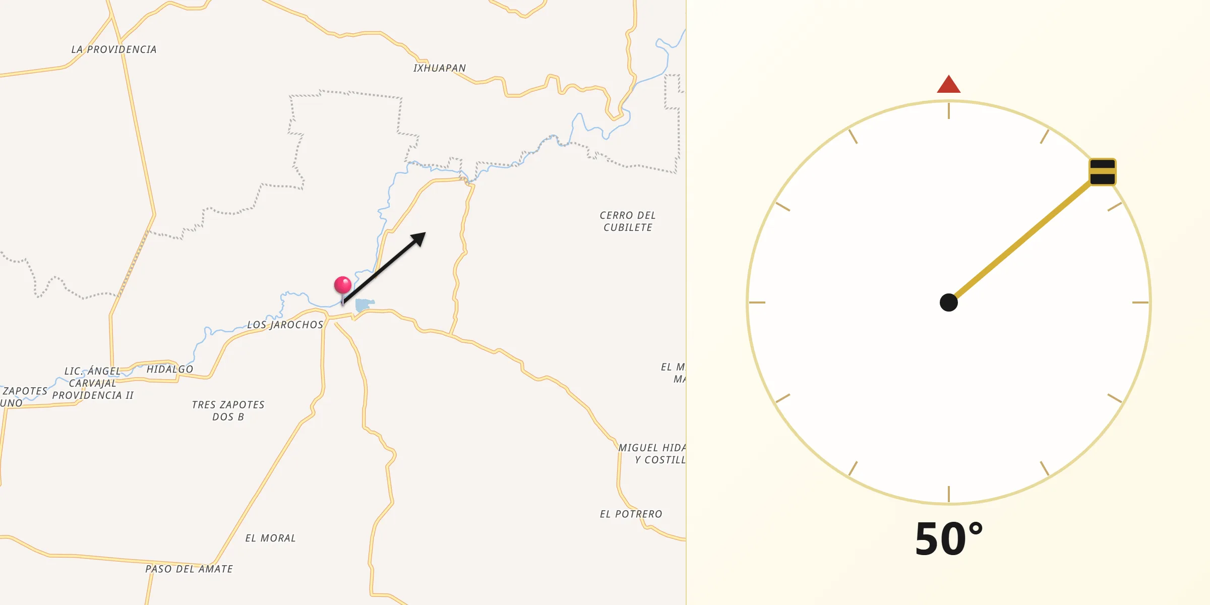 Dirección de la Qibla desde Tres Zapotes