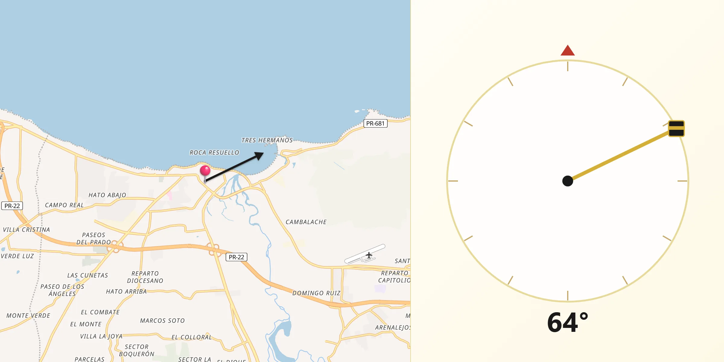 Qibla Direction from Arecibo