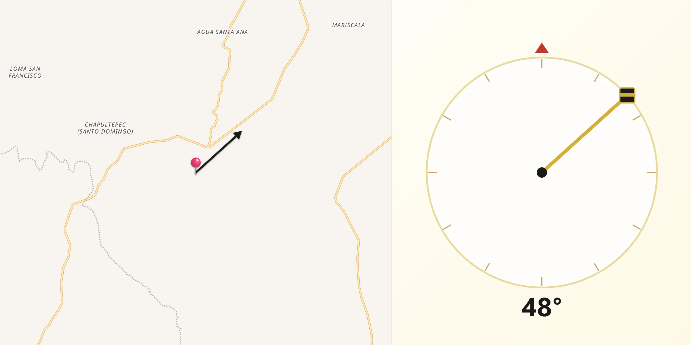 Dirección de la Qibla desde Almolonga