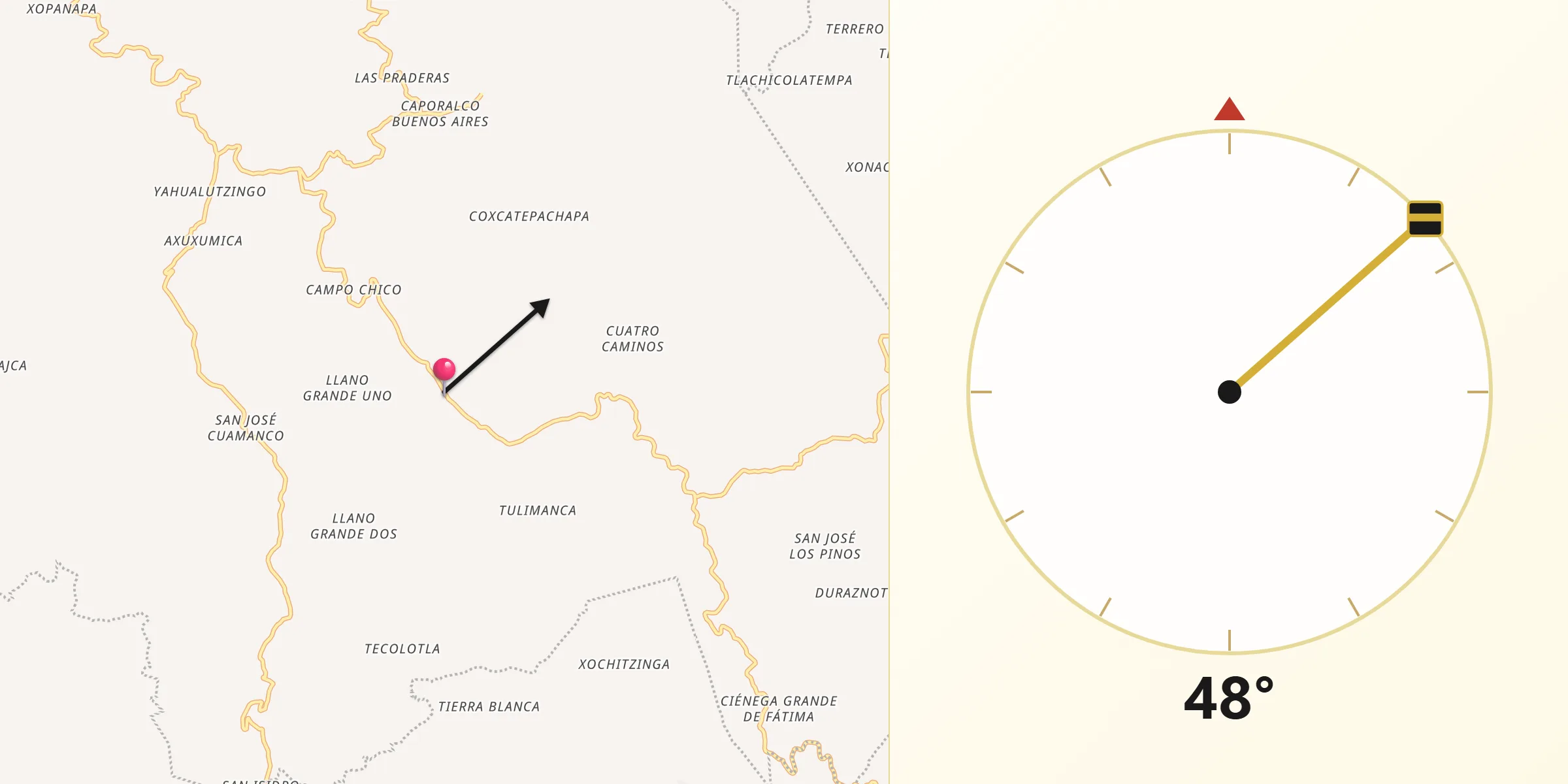 Dirección de la Qibla desde Telpatlán