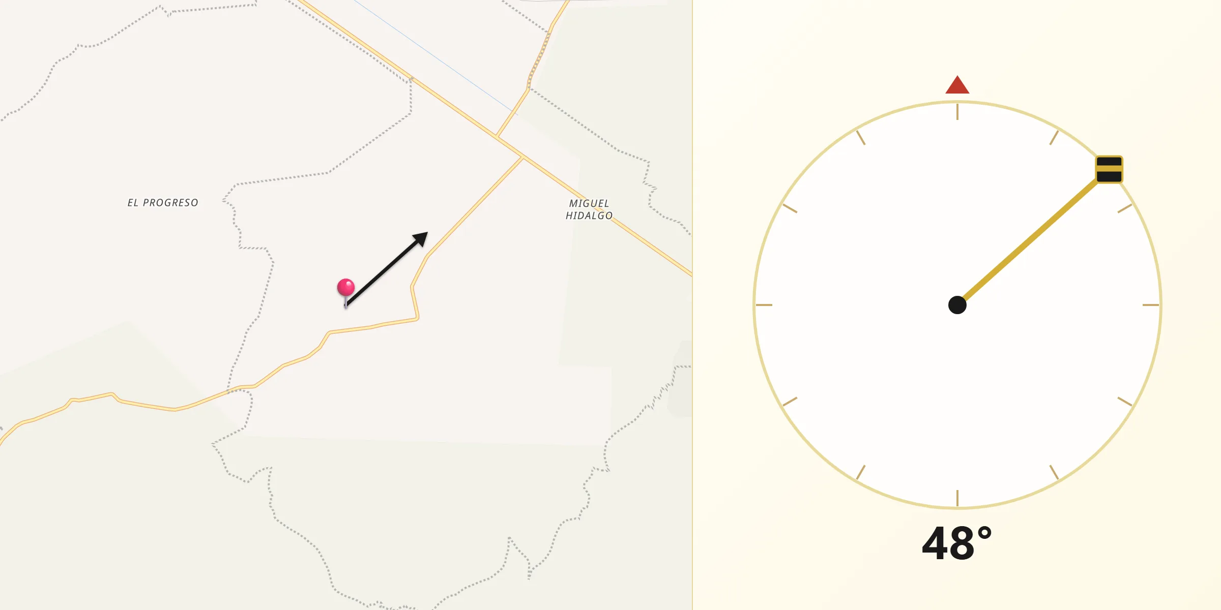 Dirección de la Qibla desde Teontepec