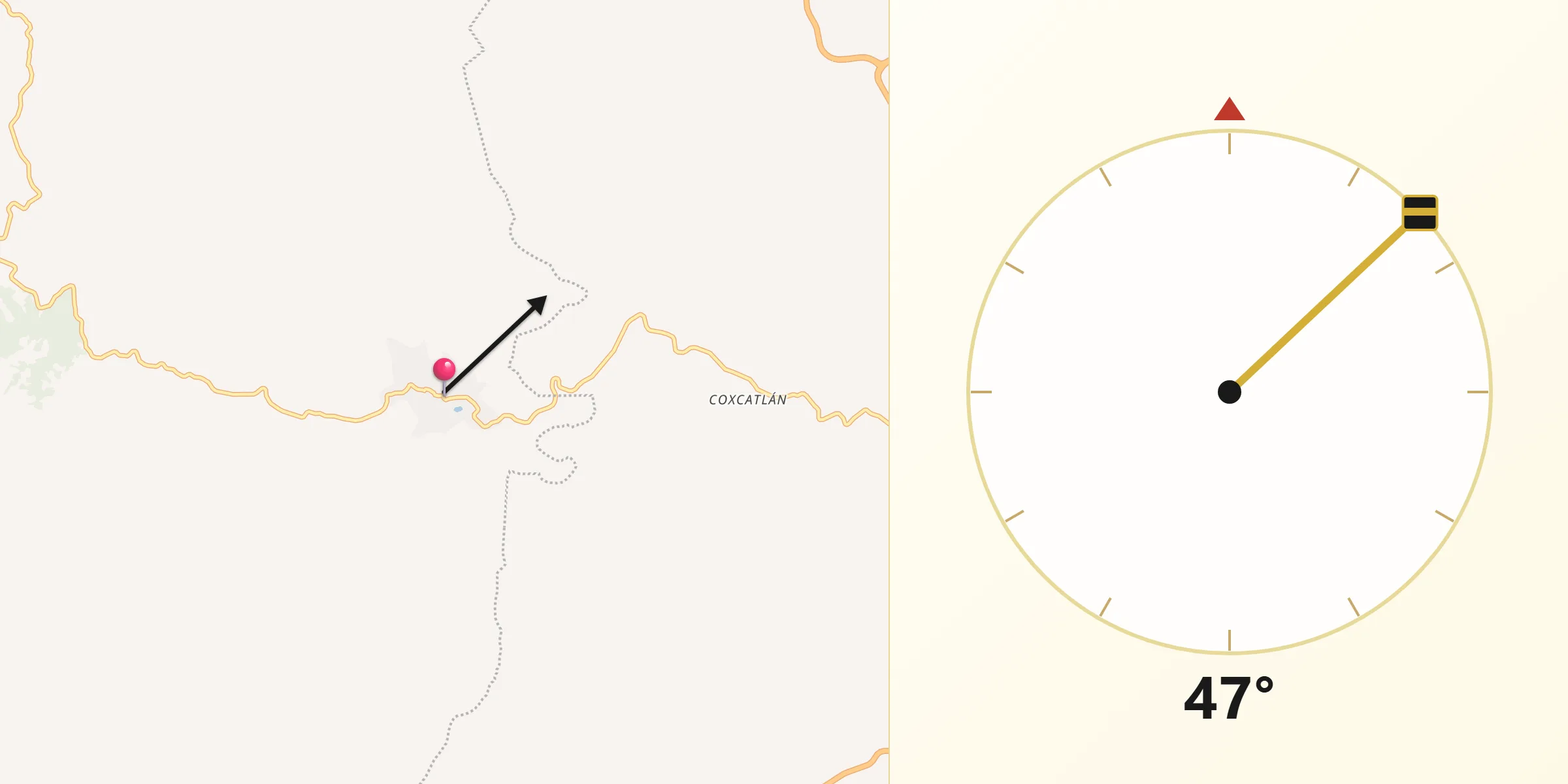 Dirección de la Qibla desde Tlamacazapa