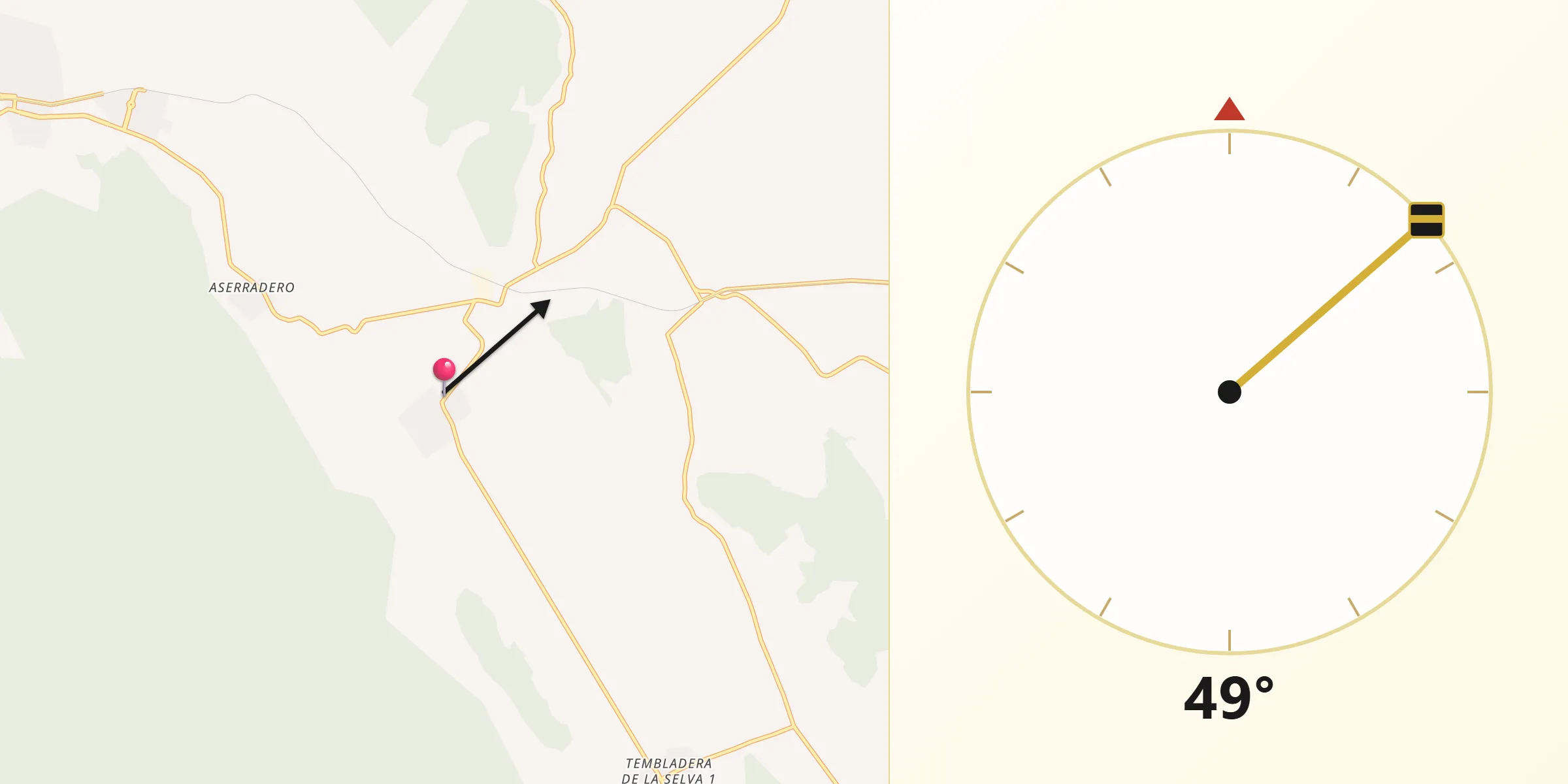 Dirección de la Qibla desde Arroyo de Enmedio