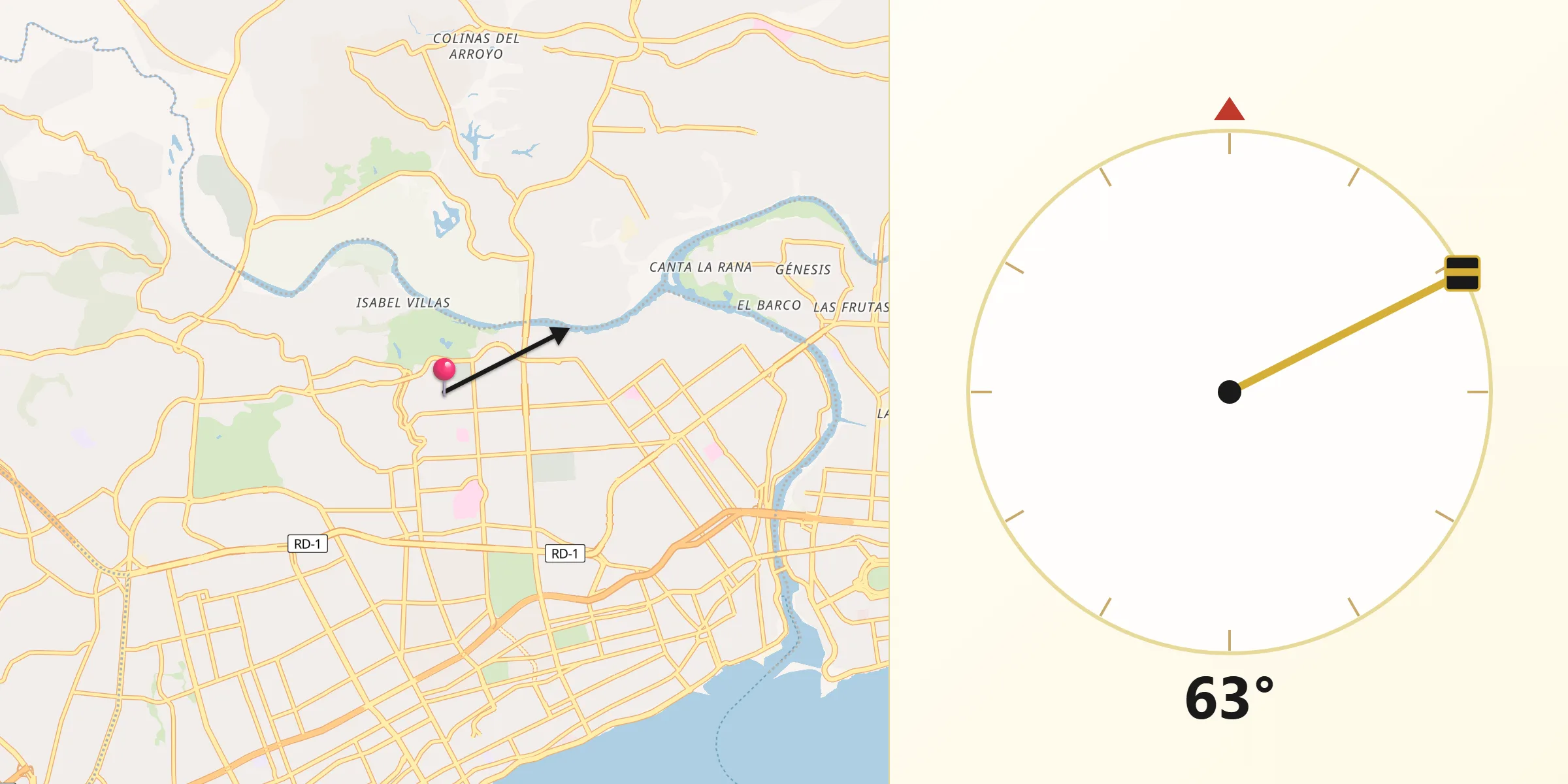 Dirección de la Qibla desde Cristo Rey