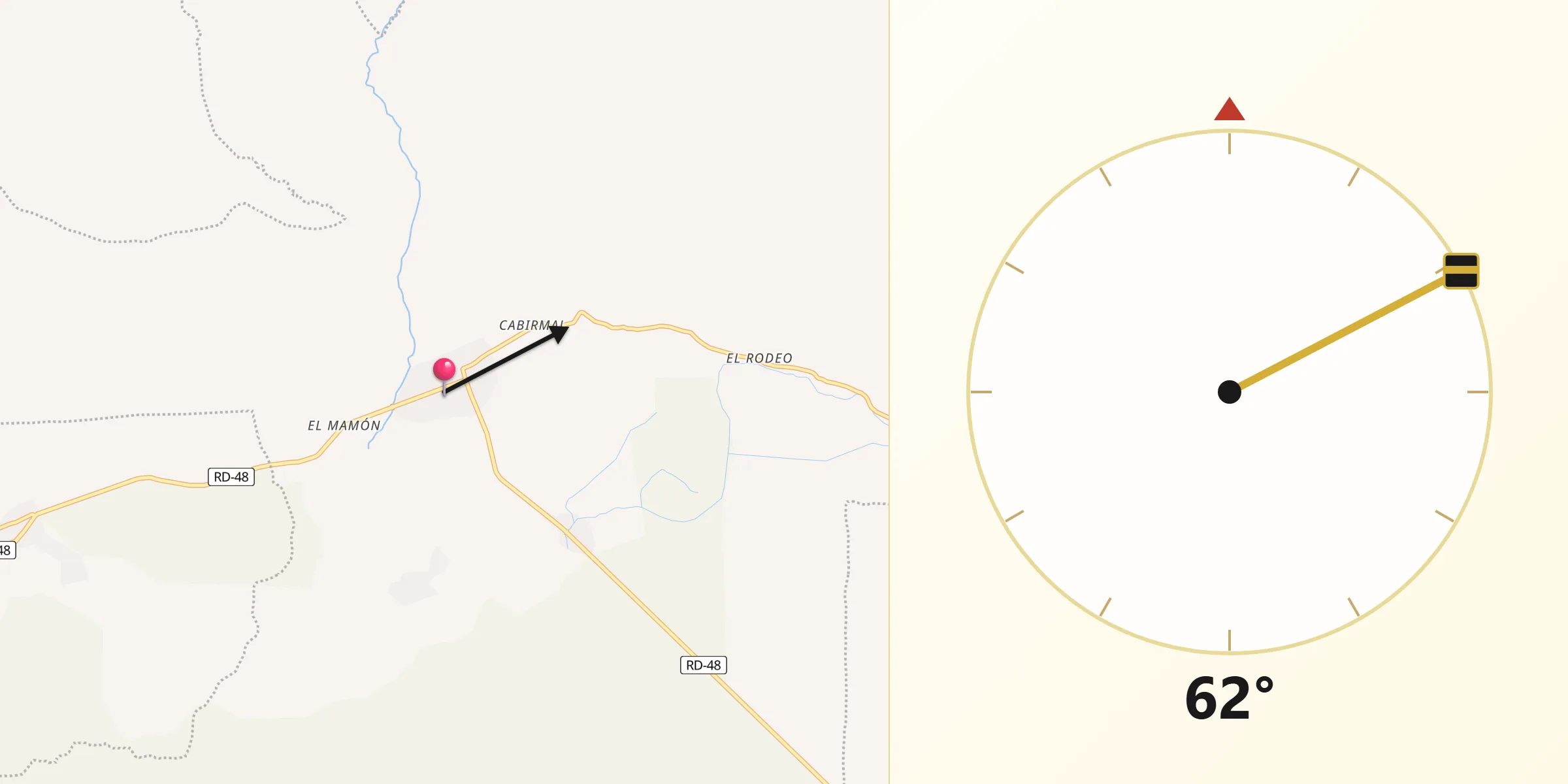 Dirección de la Qibla desde Galván