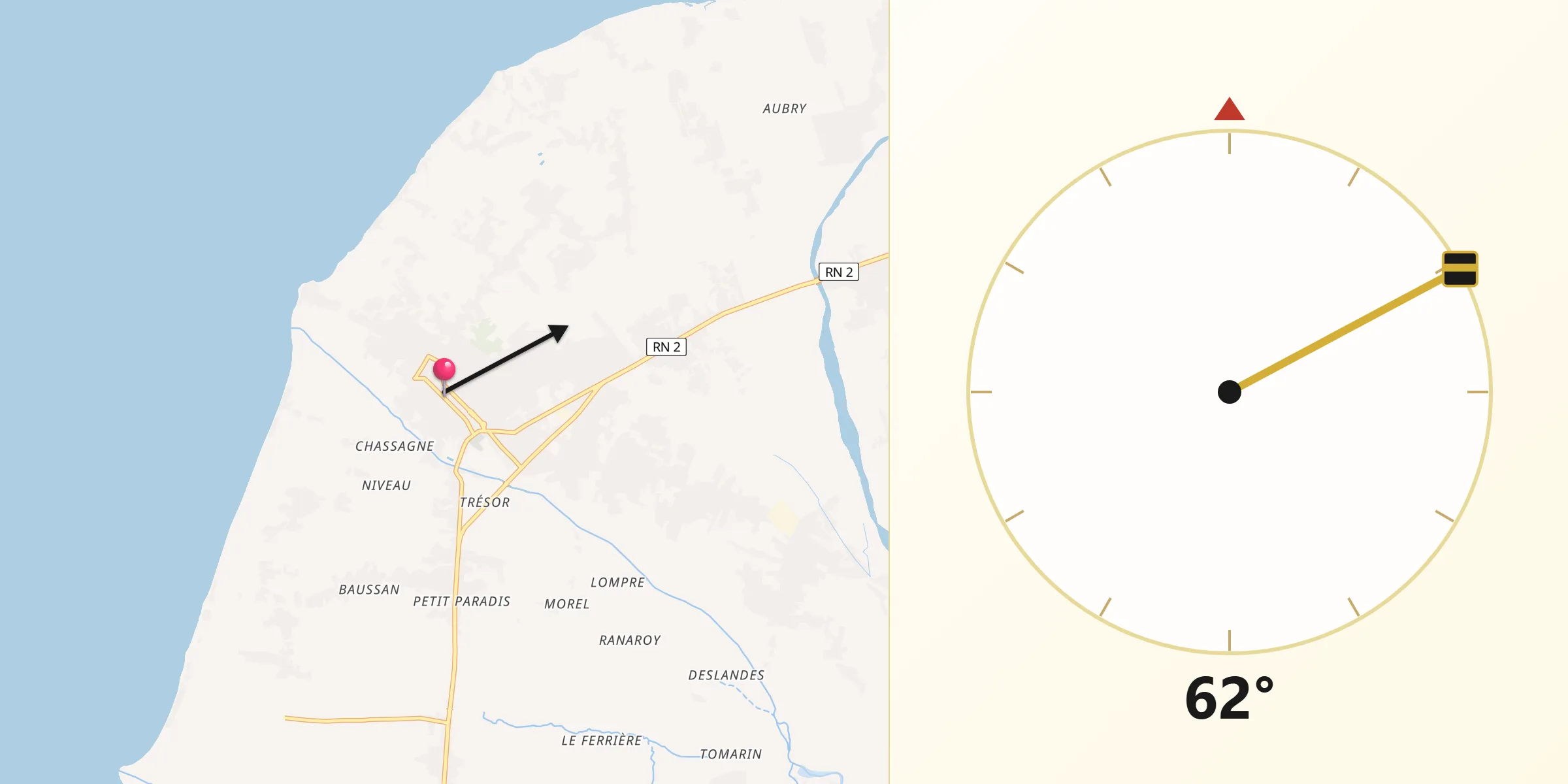 Direction vers la Qibla depuis Léogâne