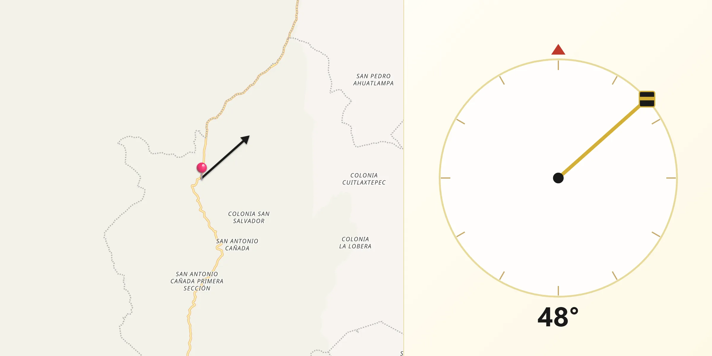 Dirección de la Qibla desde San Antonio Cañada