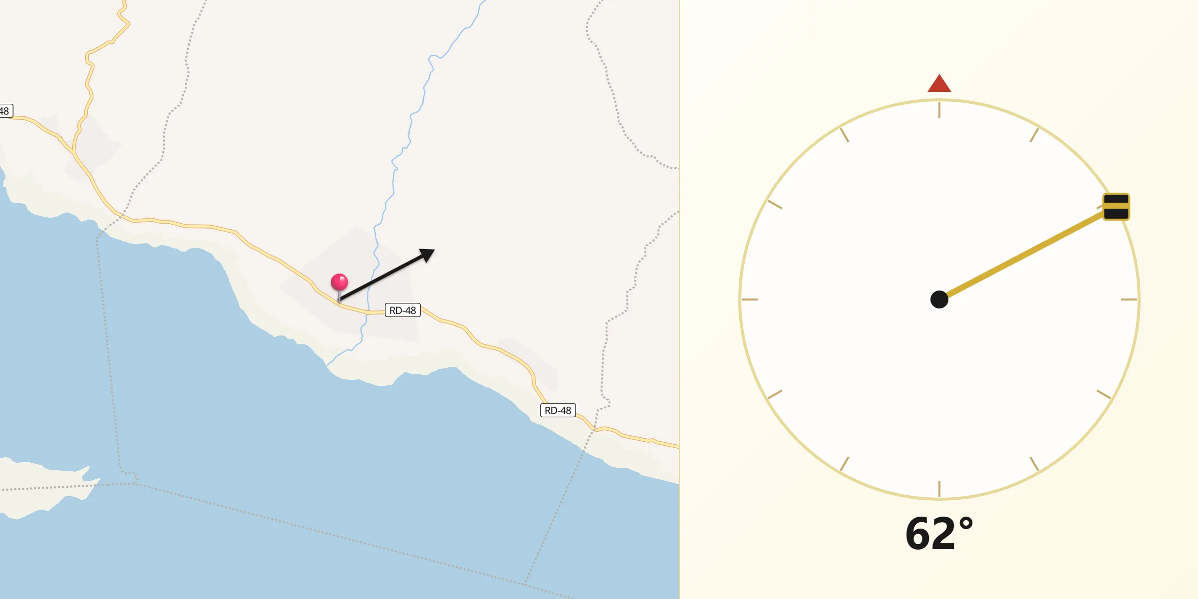 Dirección de la Qibla desde Los Ríos