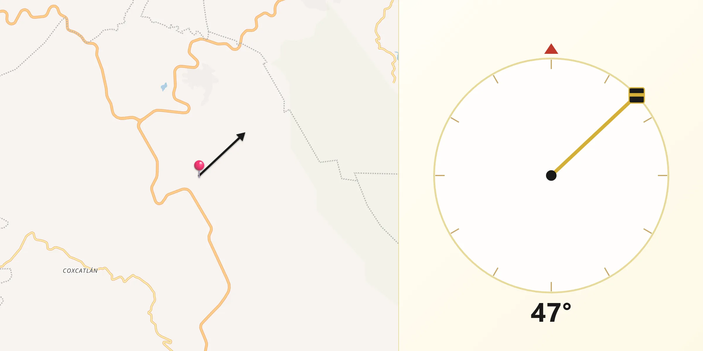 Dirección de la Qibla desde Palmillas