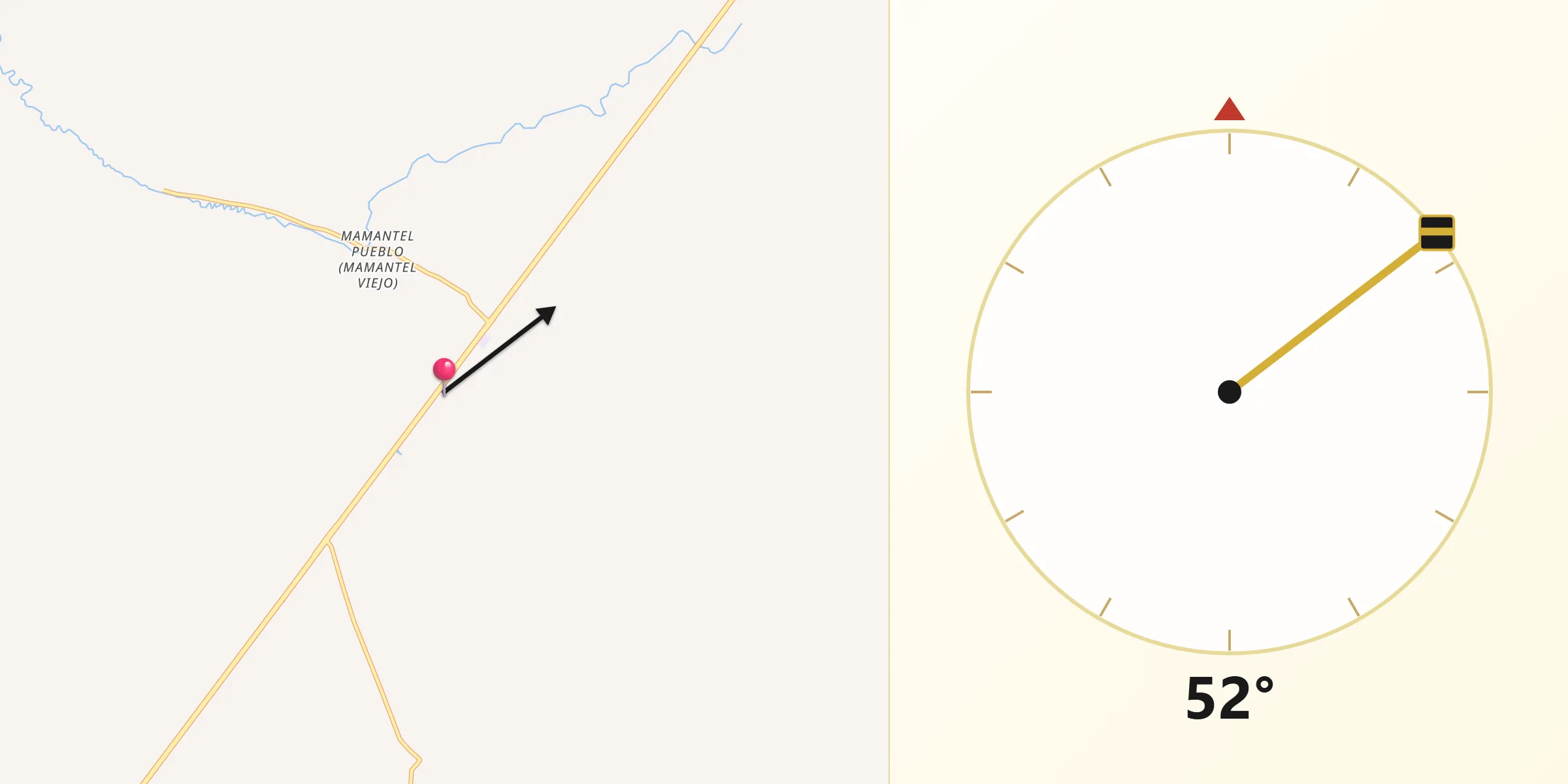 Dirección de la Qibla desde Mamantel