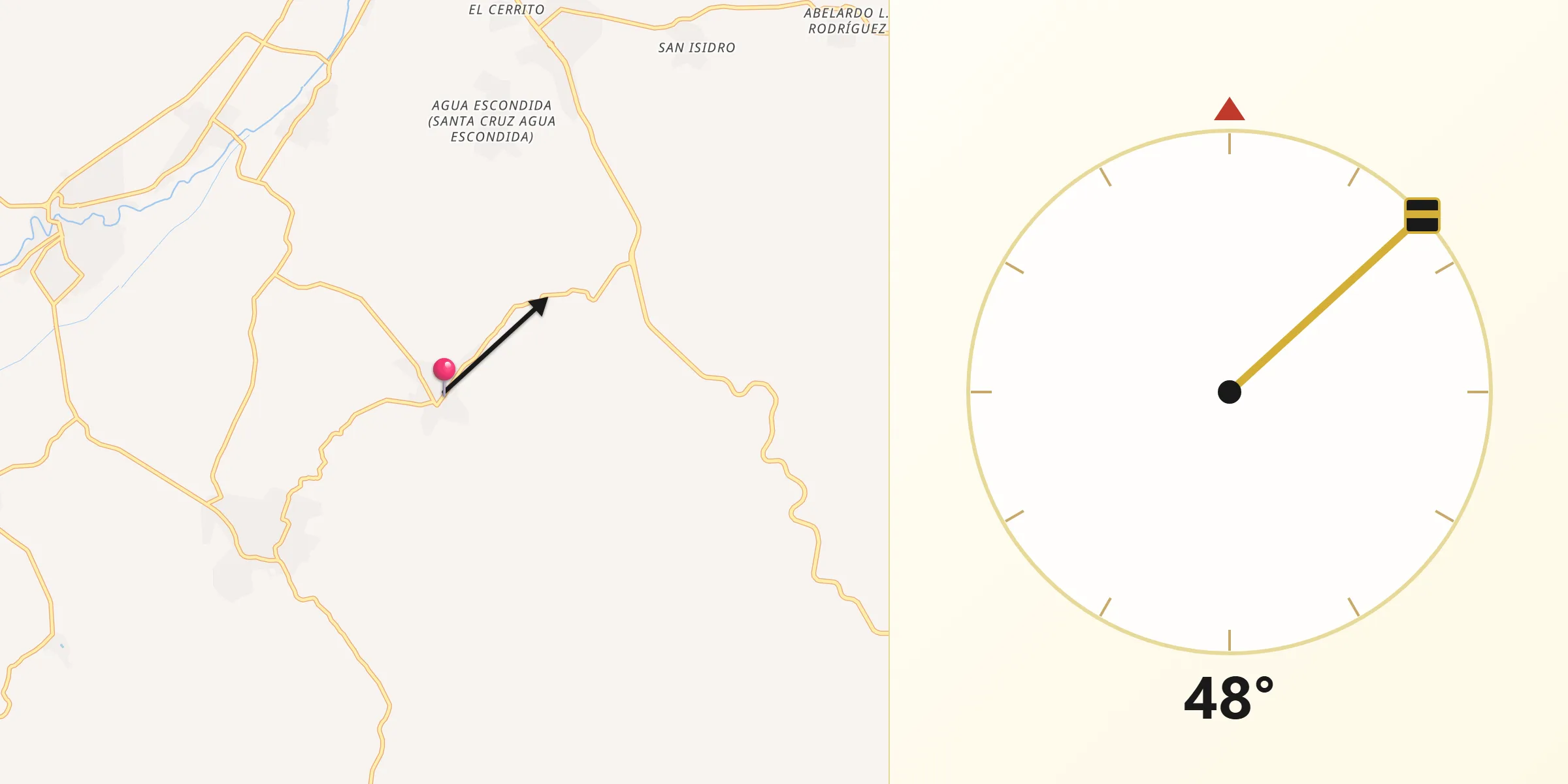 Dirección de la Qibla desde Xuchapa