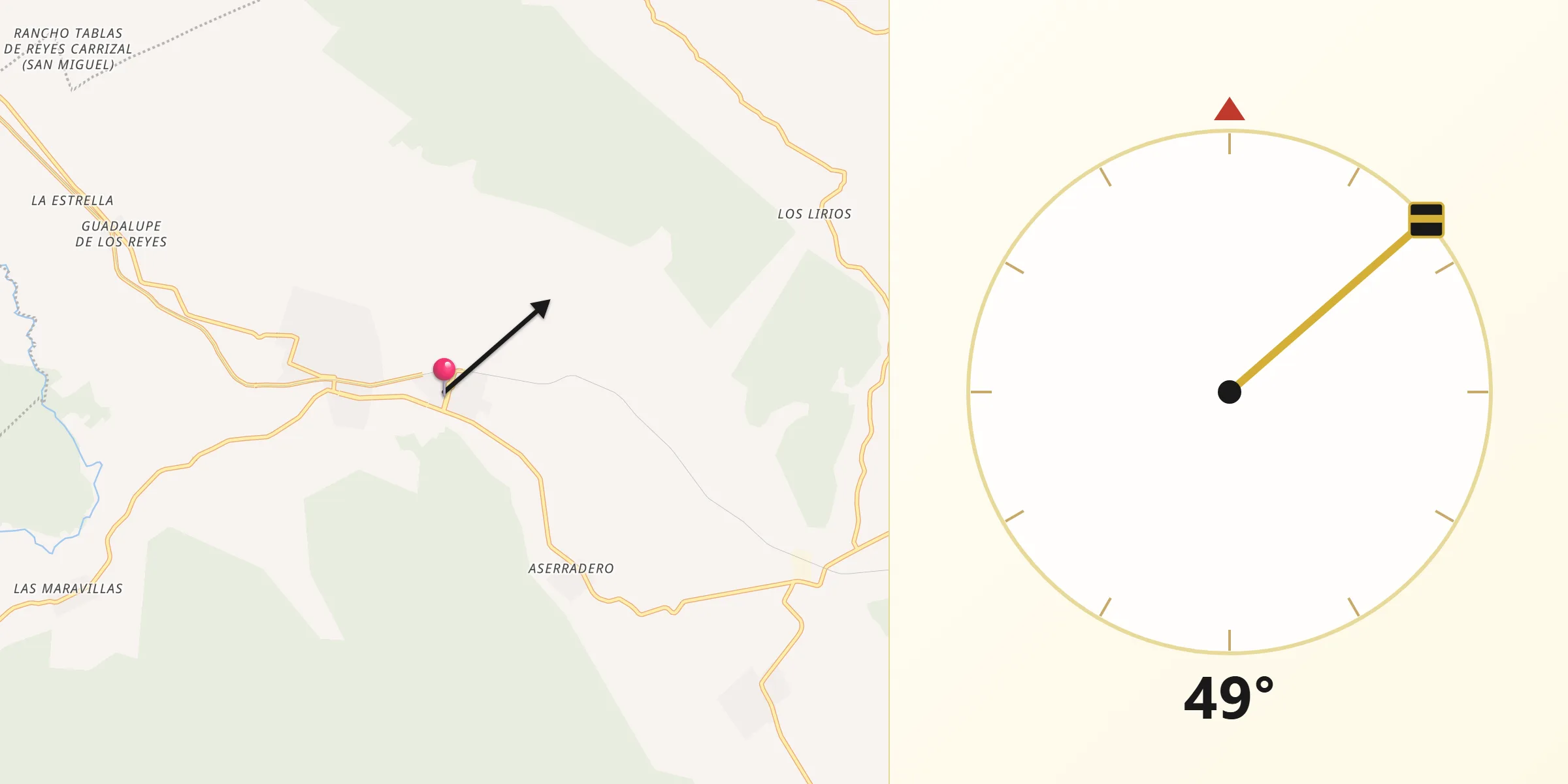 Dirección de la Qibla desde Zona Urbana Ejidal