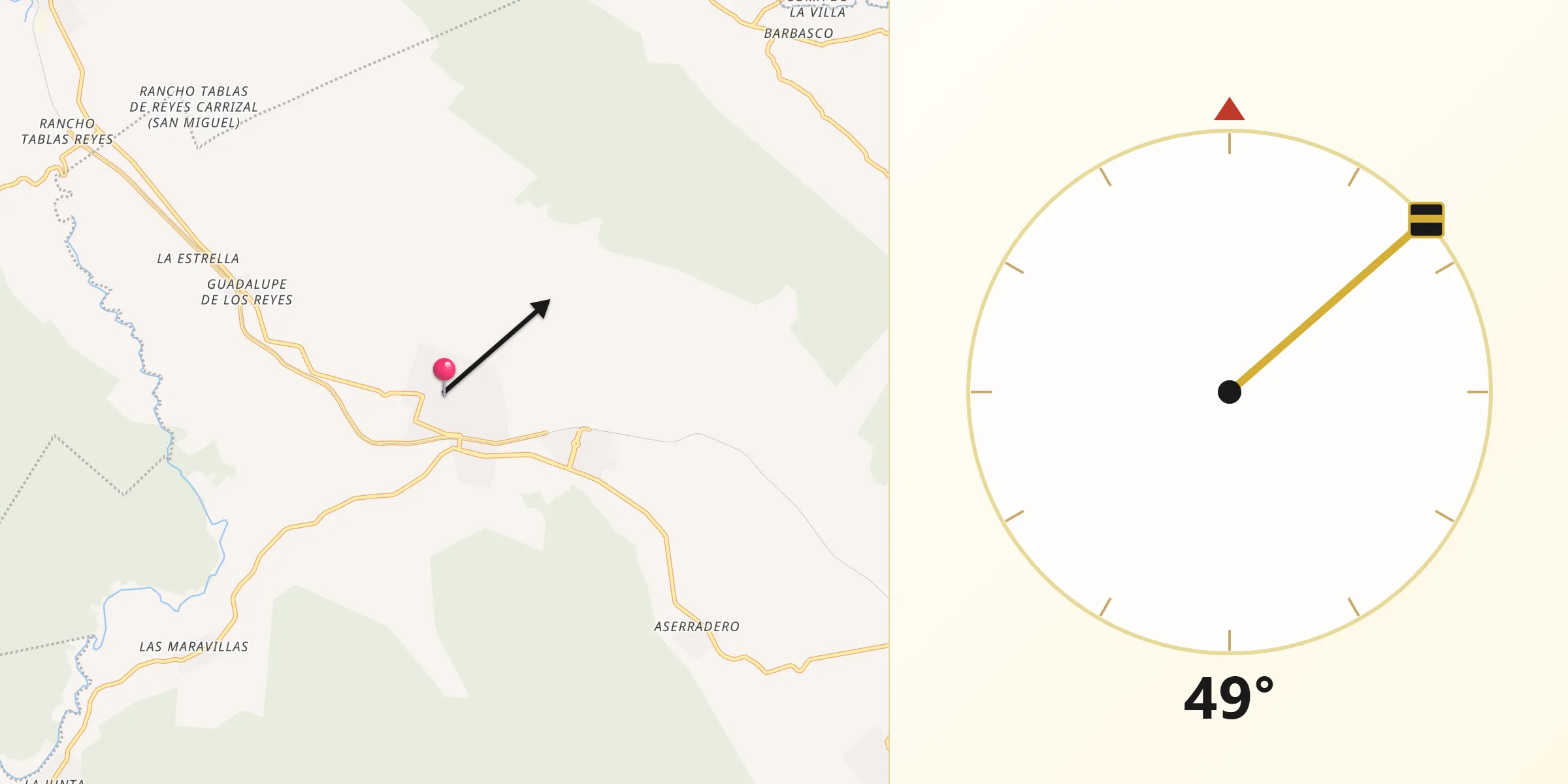 Dirección de la Qibla desde Acatlán de Pérez Figueroa