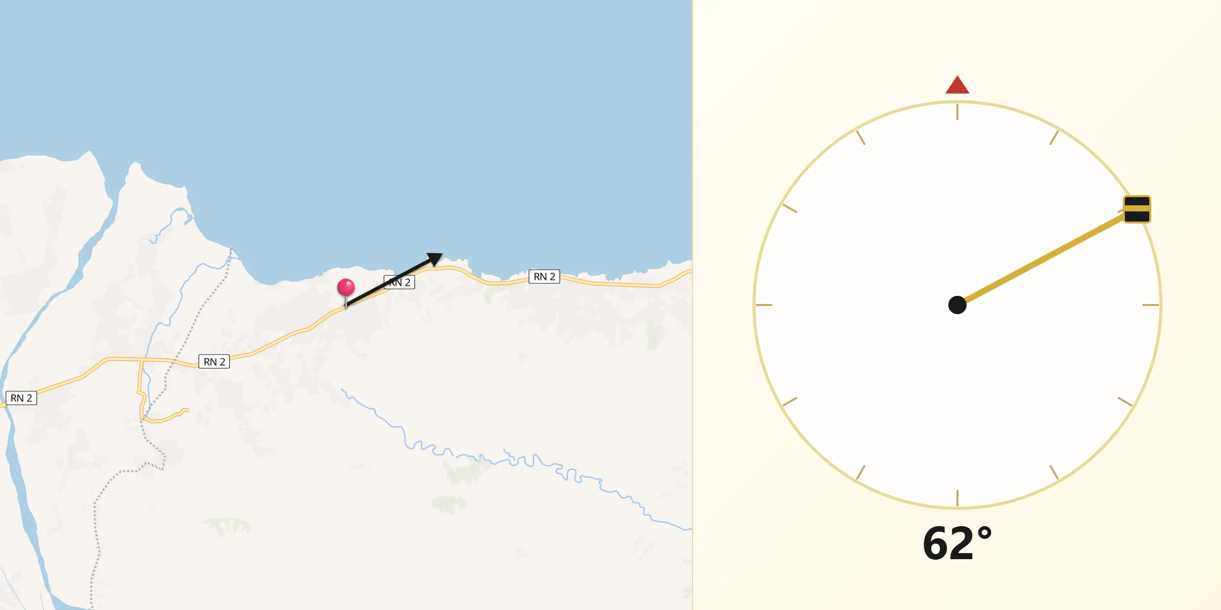 Direction vers la Qibla depuis Gressier
