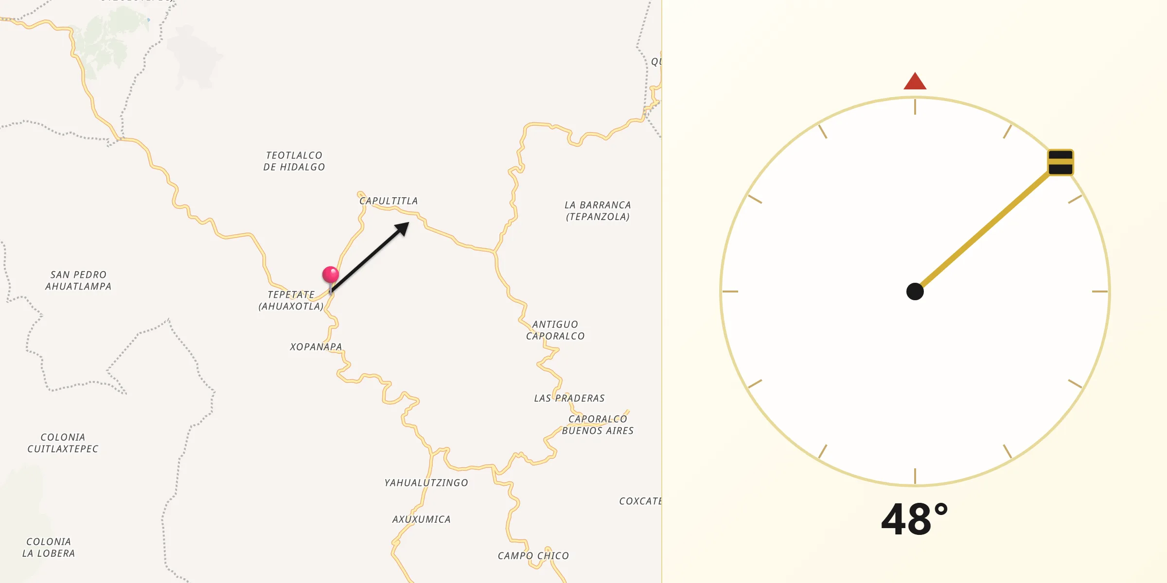 Dirección de la Qibla desde Santa María del Monte