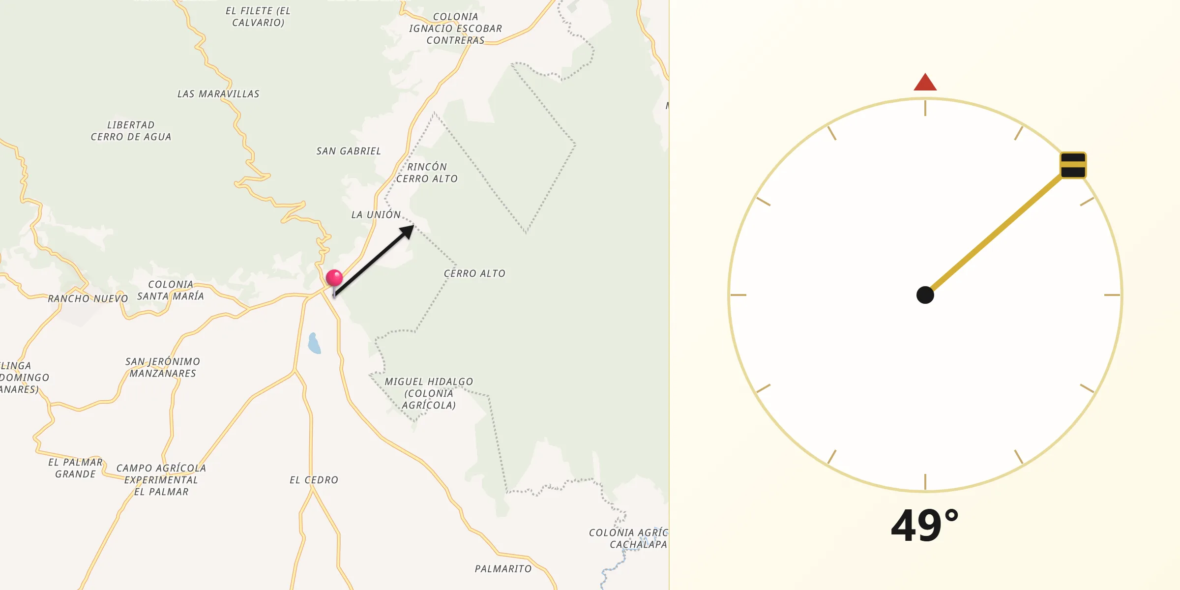 Dirección de la Qibla desde Laguna Chica (Pueblo Nuevo)