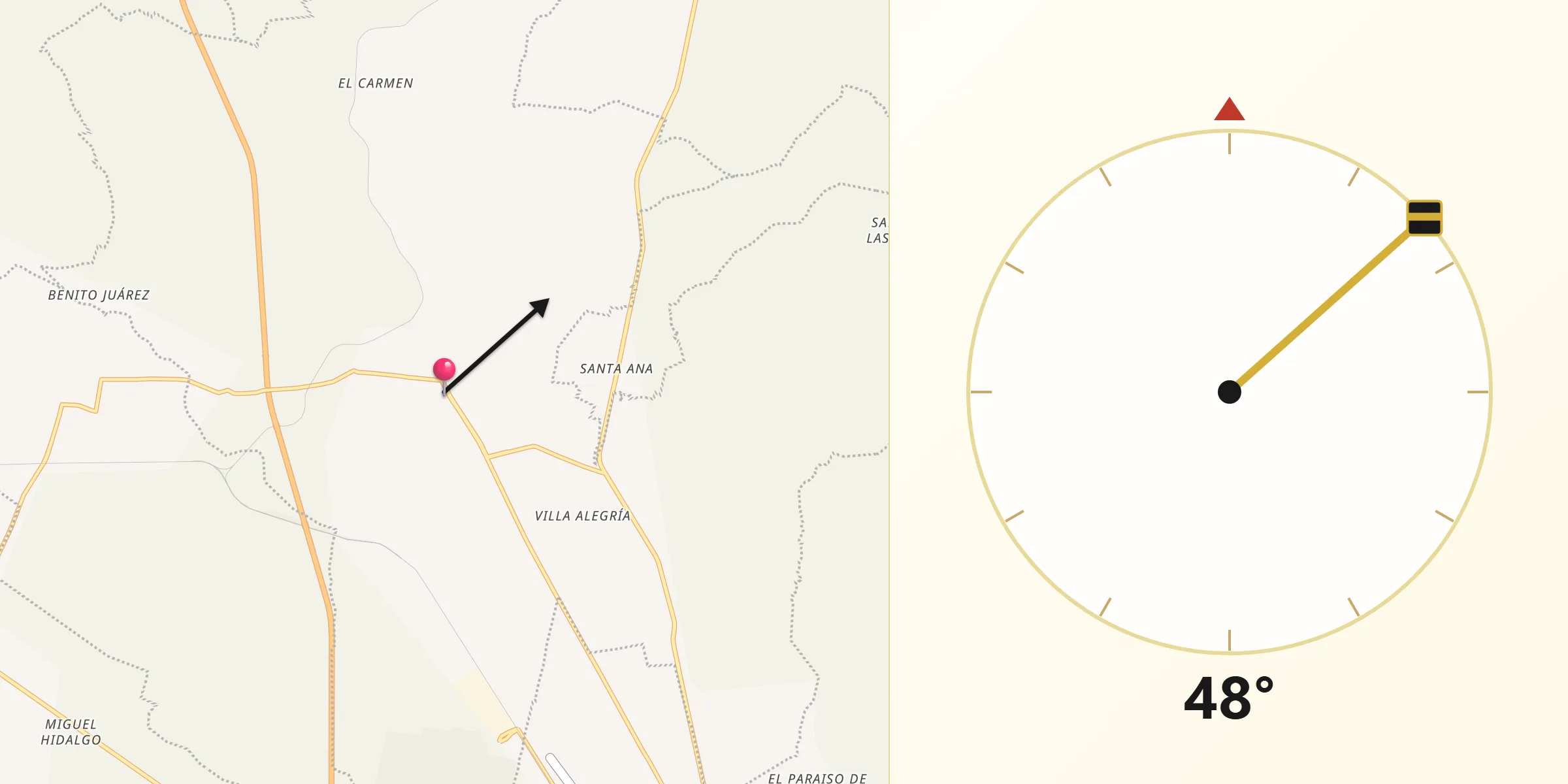 Dirección de la Qibla desde Miahuatlán