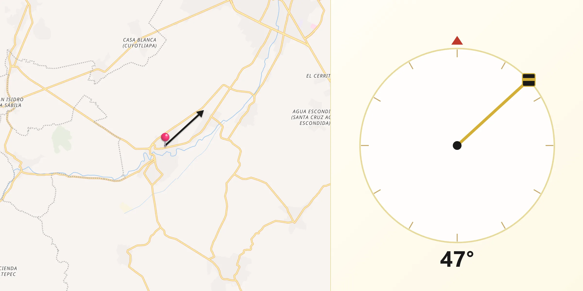 Dirección de la Qibla desde San Nicolás Tolentino
