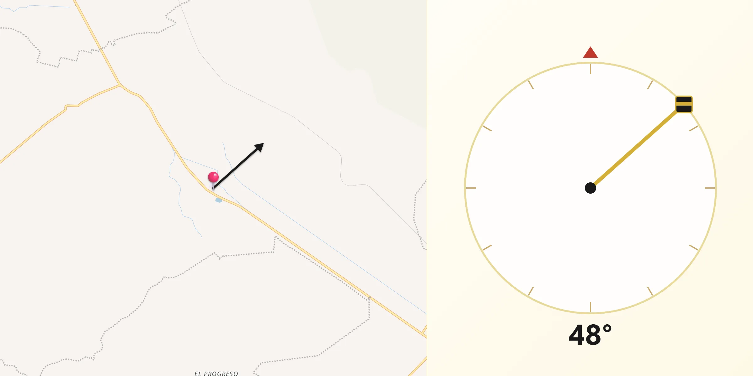 Dirección de la Qibla desde Tepanco