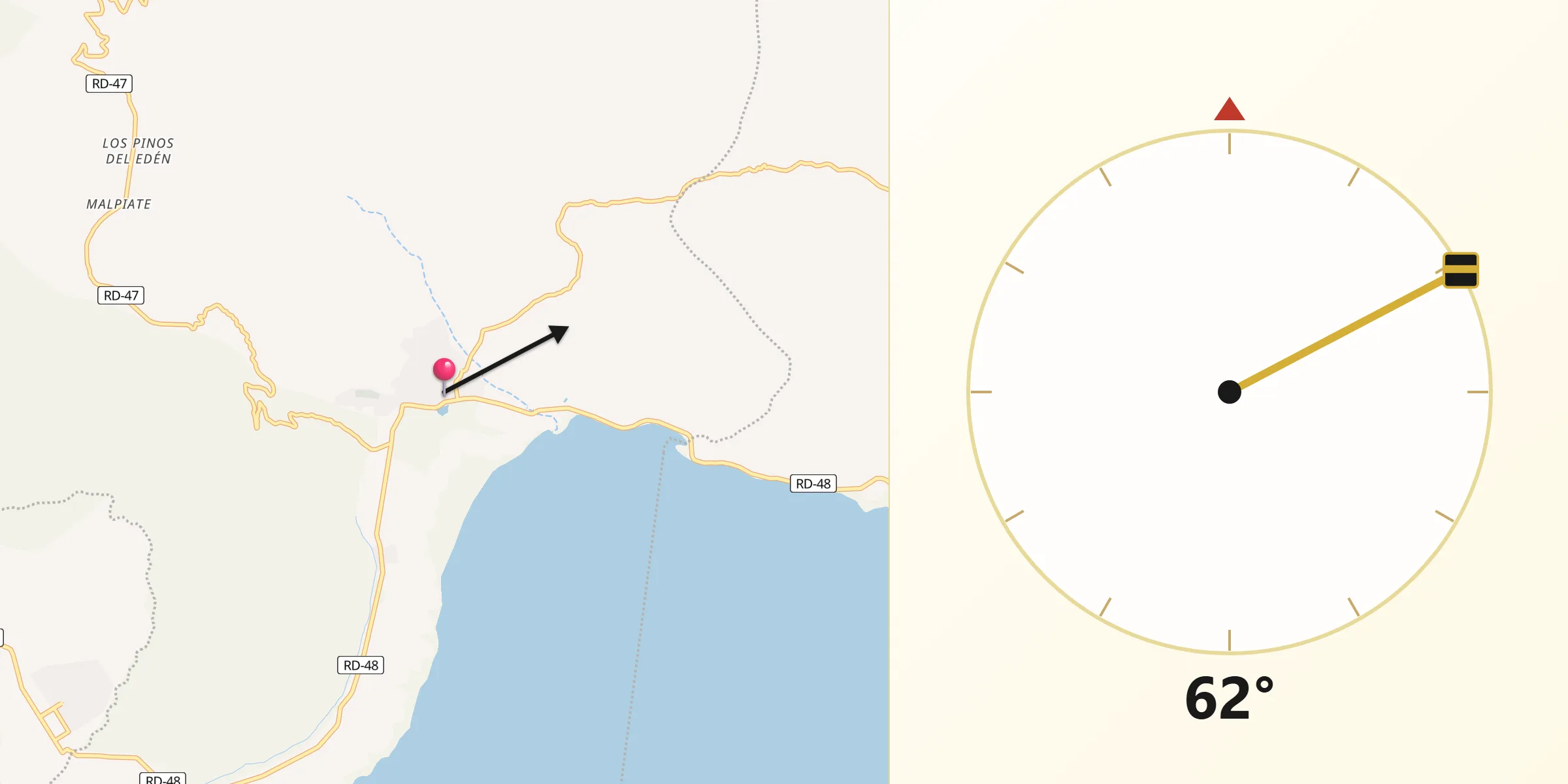 Dirección de la Qibla desde La Descubierta