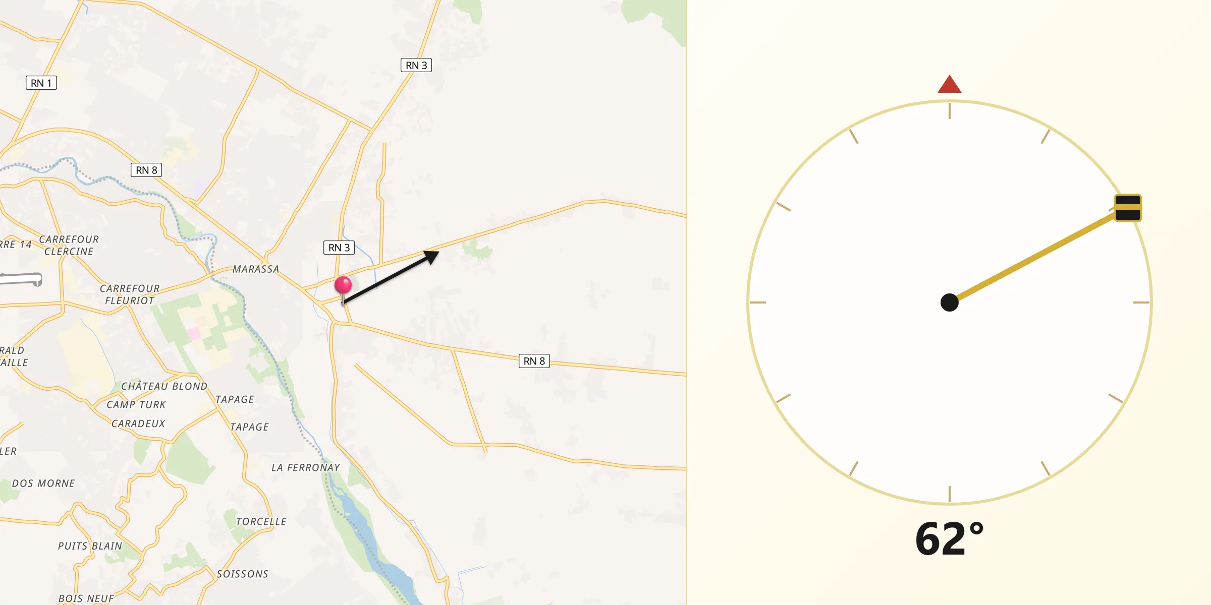Direction vers la Qibla depuis Croix-des-Bouquets