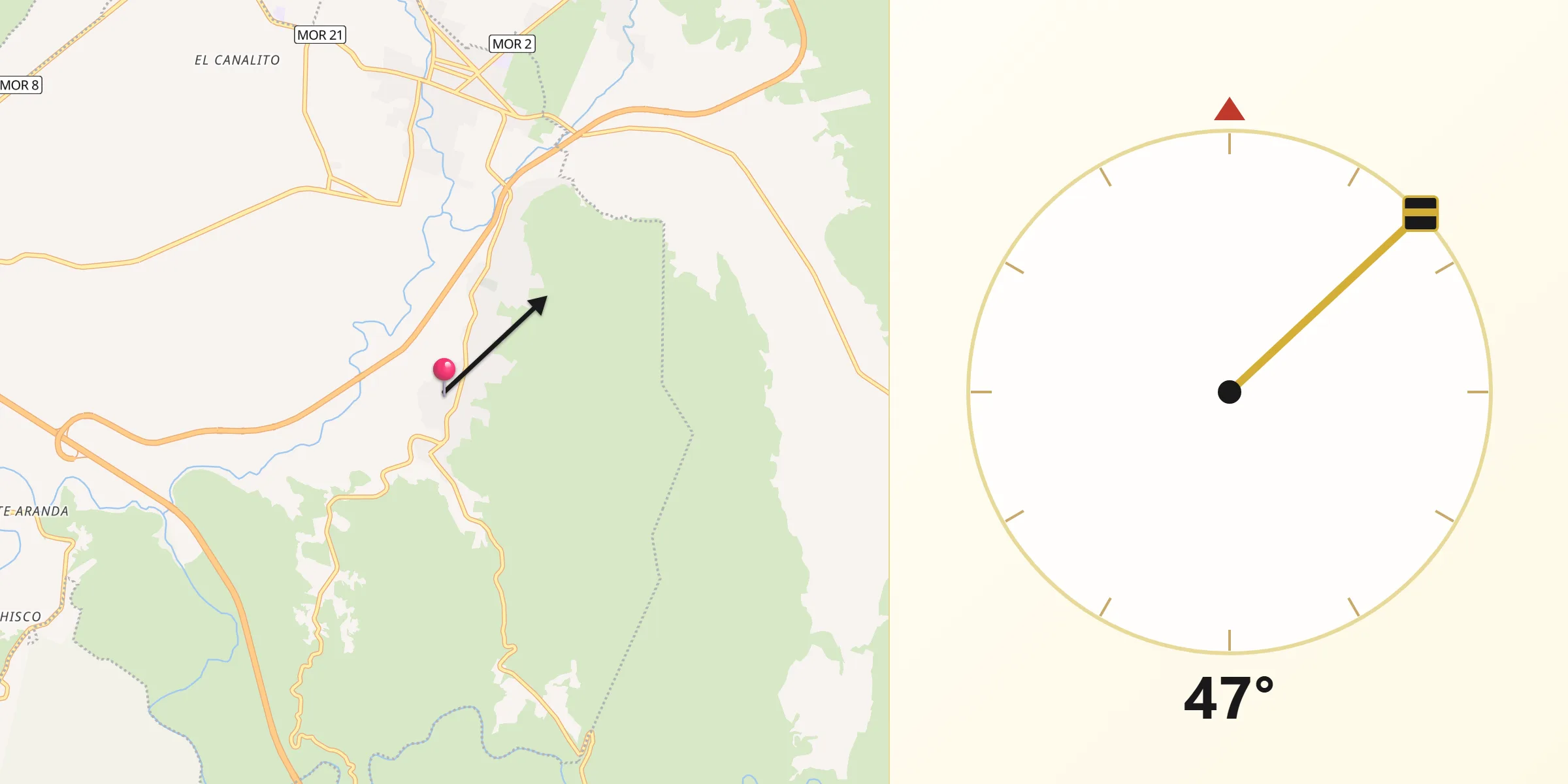 Dirección de la Qibla desde Higuerón