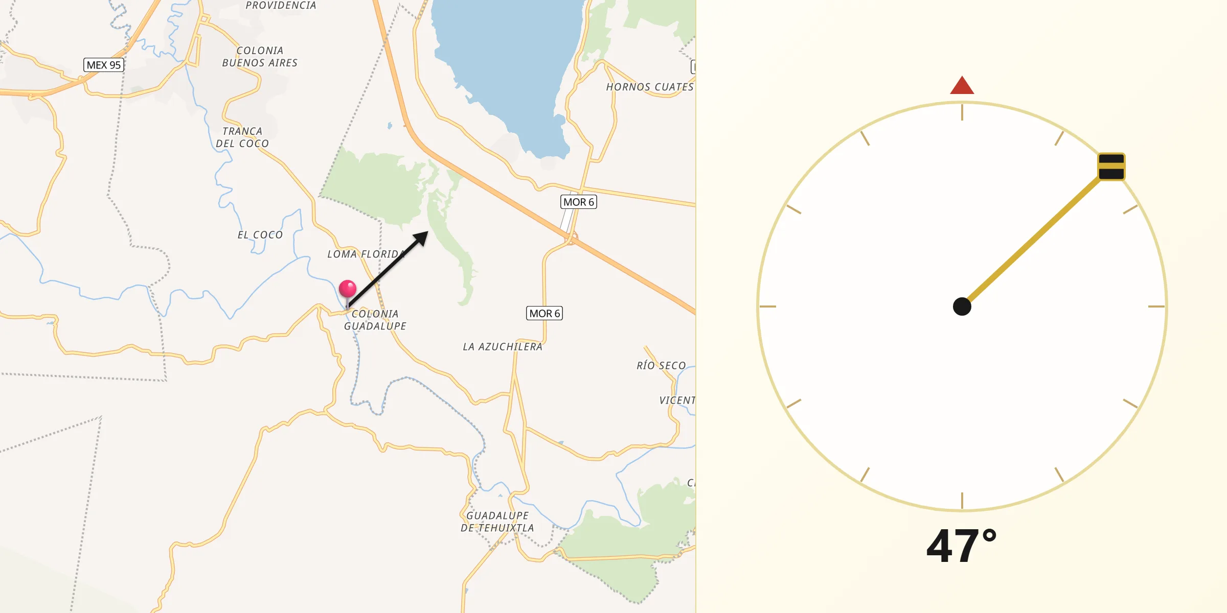 Dirección de la Qibla desde El Estudiante