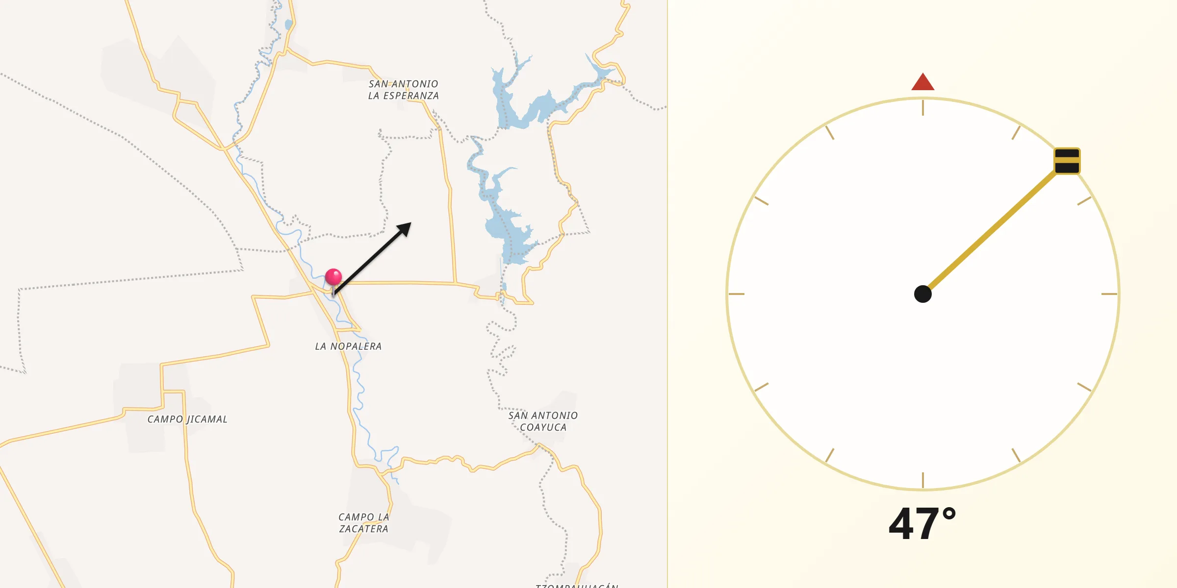 Dirección de la Qibla desde Marcelino Rodríguez (San Ignacio)