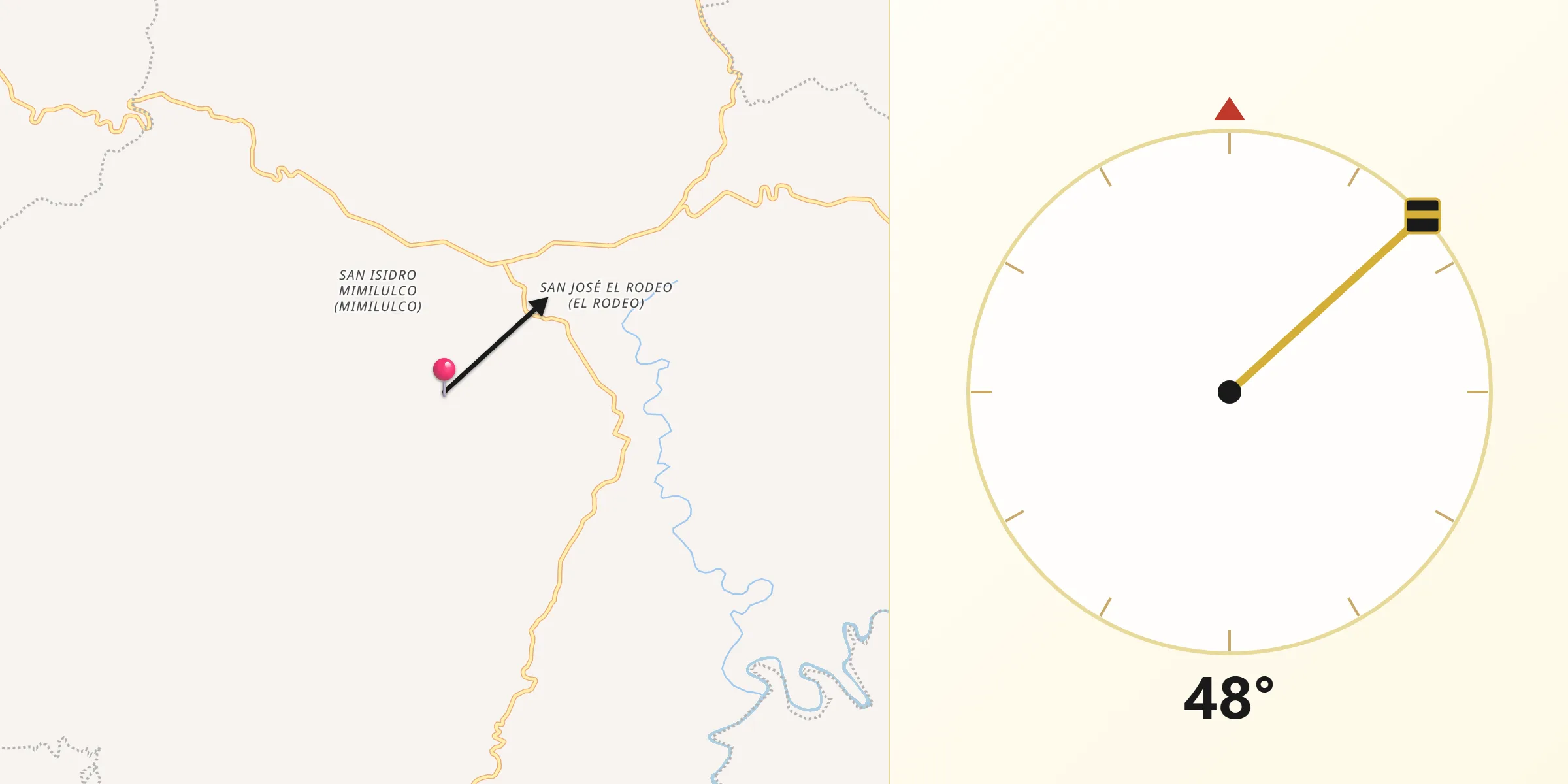 Dirección de la Qibla desde Ahuatlán