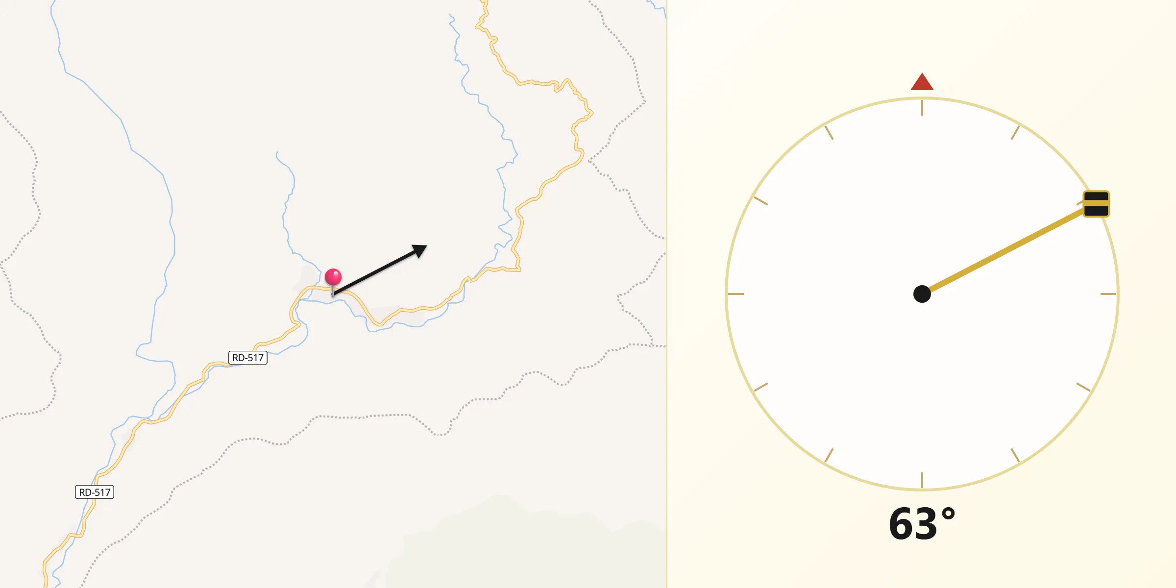 Dirección de la Qibla desde Peralta