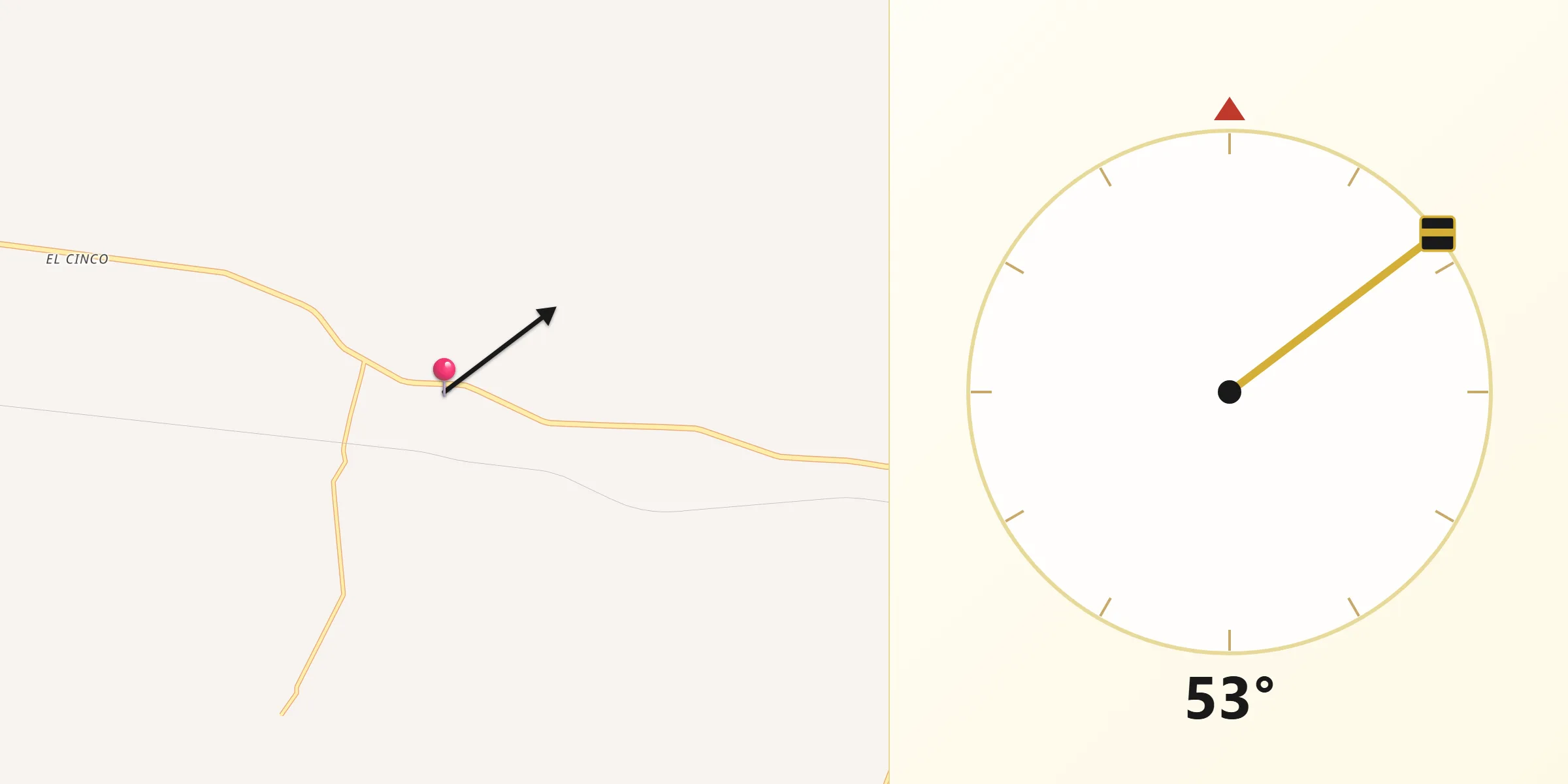 Dirección de la Qibla desde Heroica Matamoros