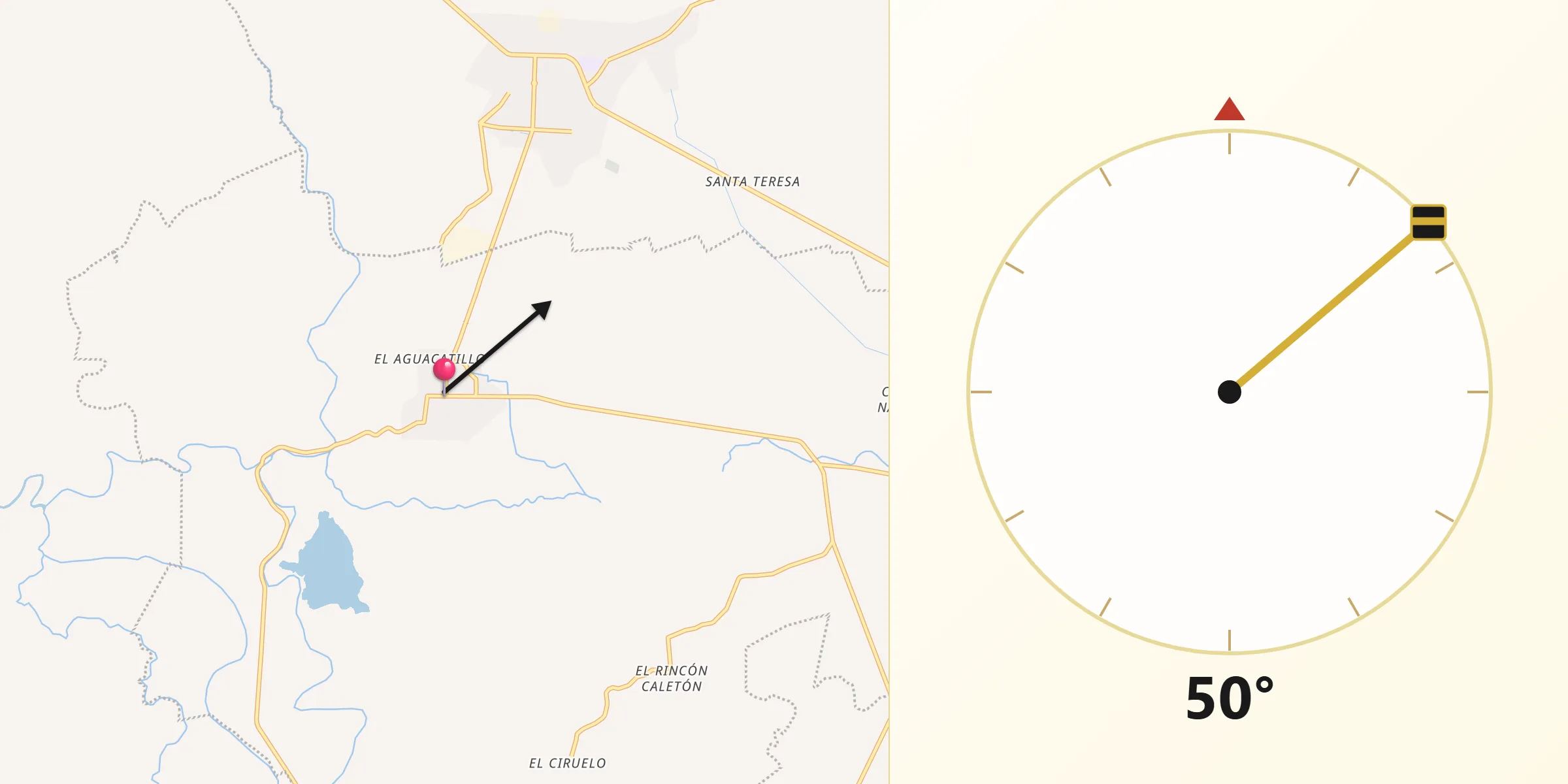Dirección de la Qibla desde Saltabarranca